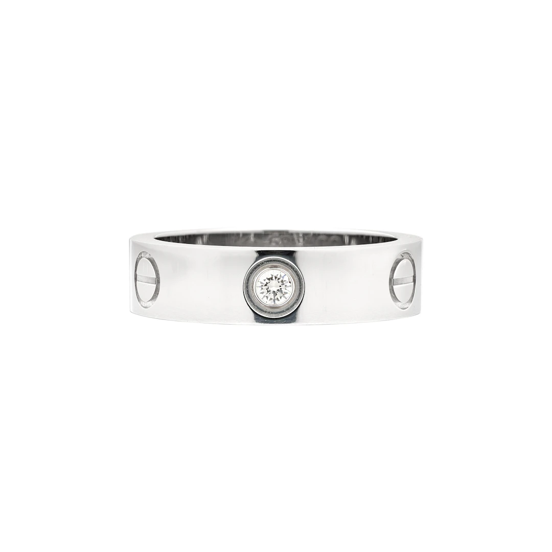 White Gold and 3 Diamond Classic Model Love Ring