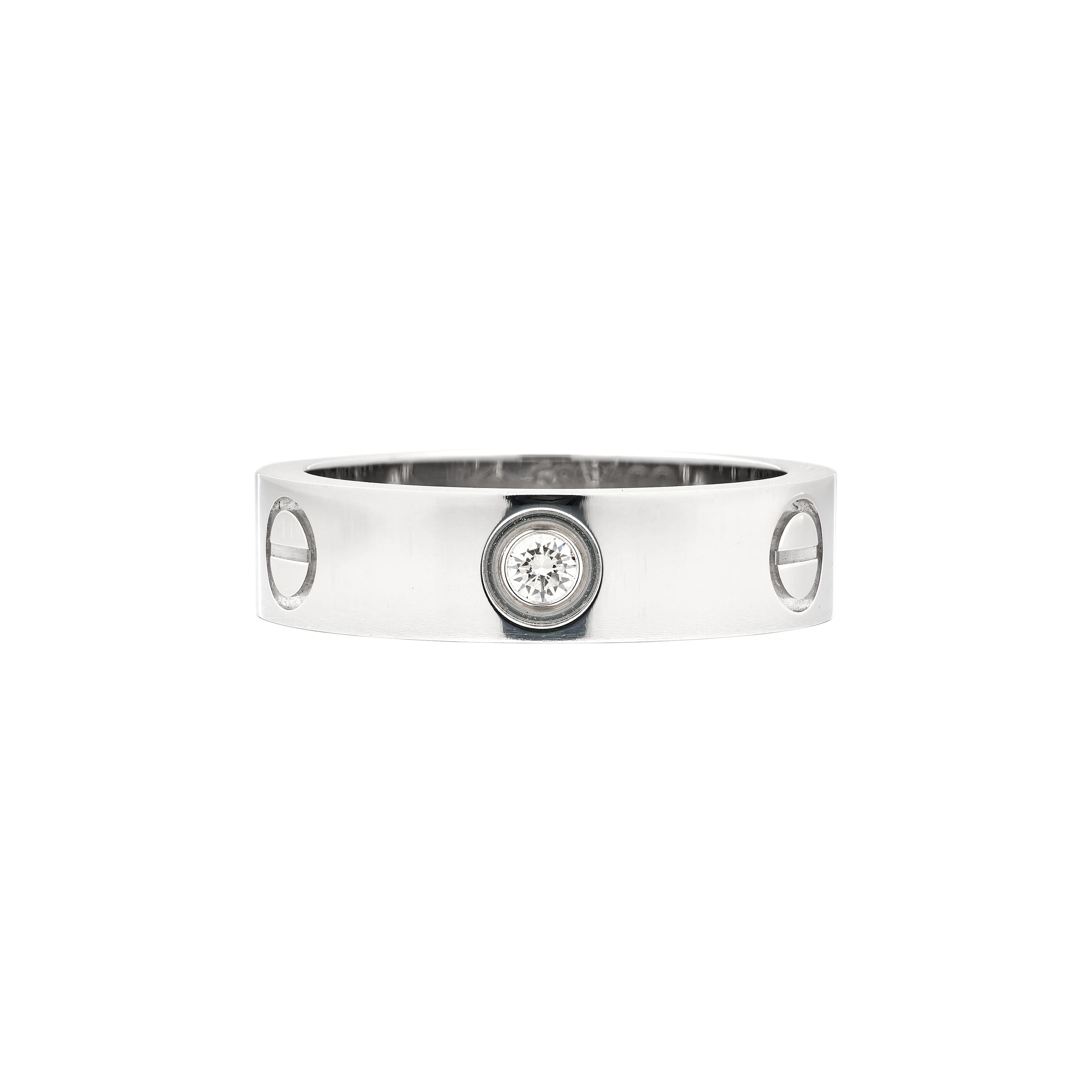 White Gold and 3 Diamond Classic Model Love Ring