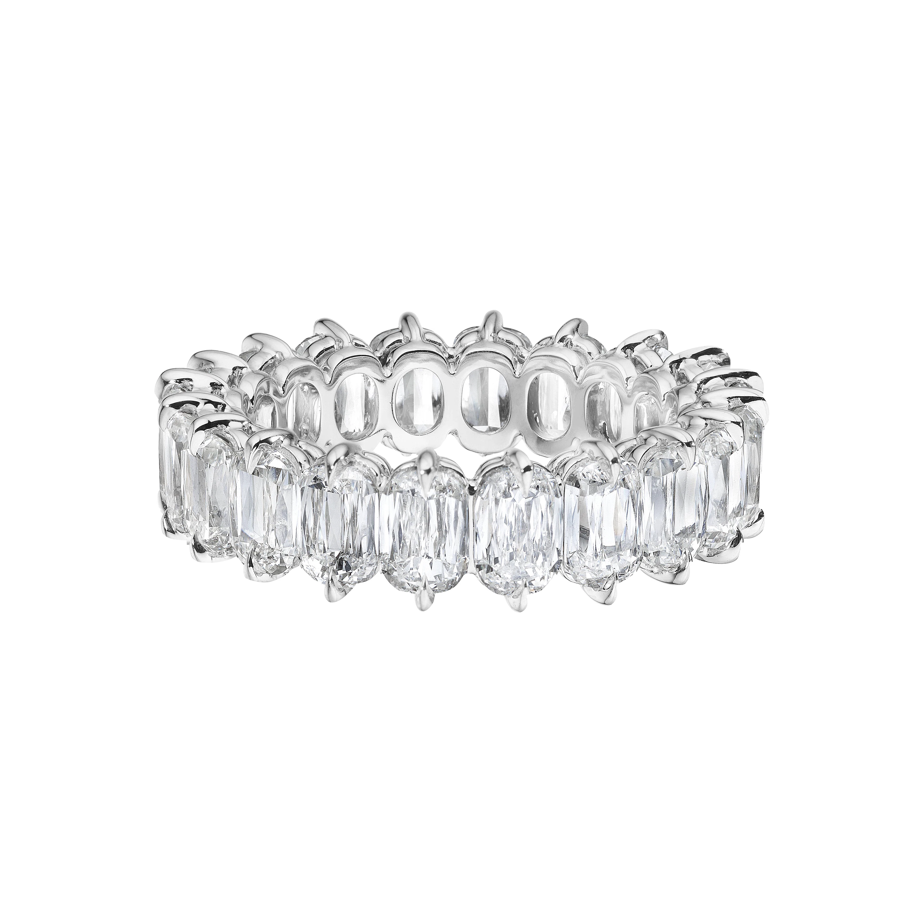 Platinum and 6.42ctw Antique Cushion Cut Diamond Eternity Band Ring