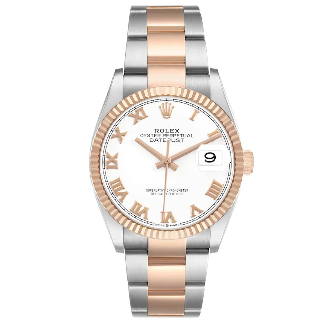 Datejust (Reference 126231). A 36mm rose gold stainless steel automatic