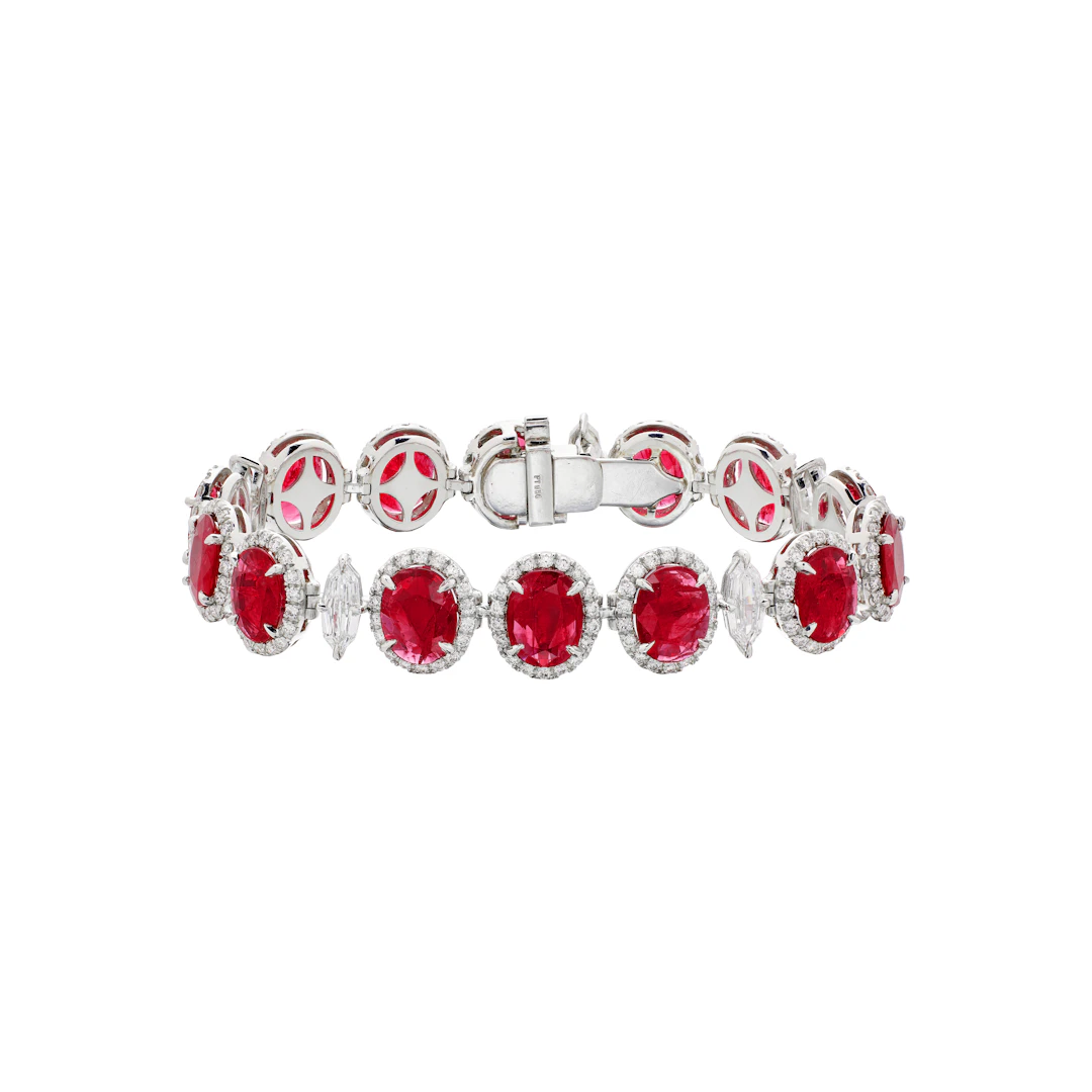 Platinum, 17.10ctw Ruby and Diamond Bracelet