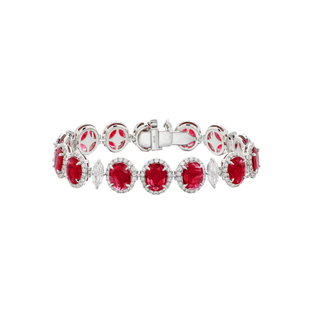 Platinum, 17.10ctw Ruby and Diamond Bracelet