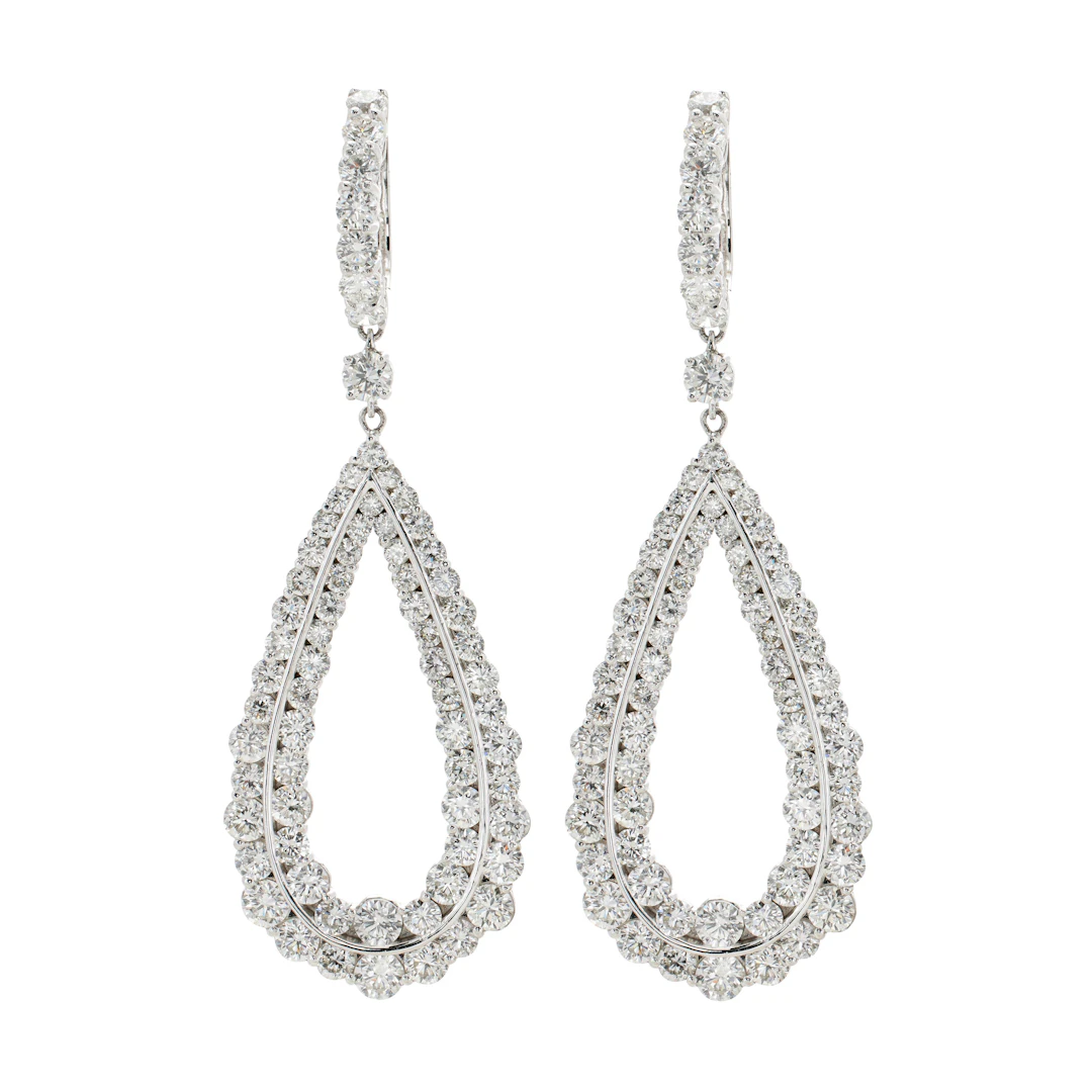 White Gold and 8.40ctw Diamond Drop Earrings