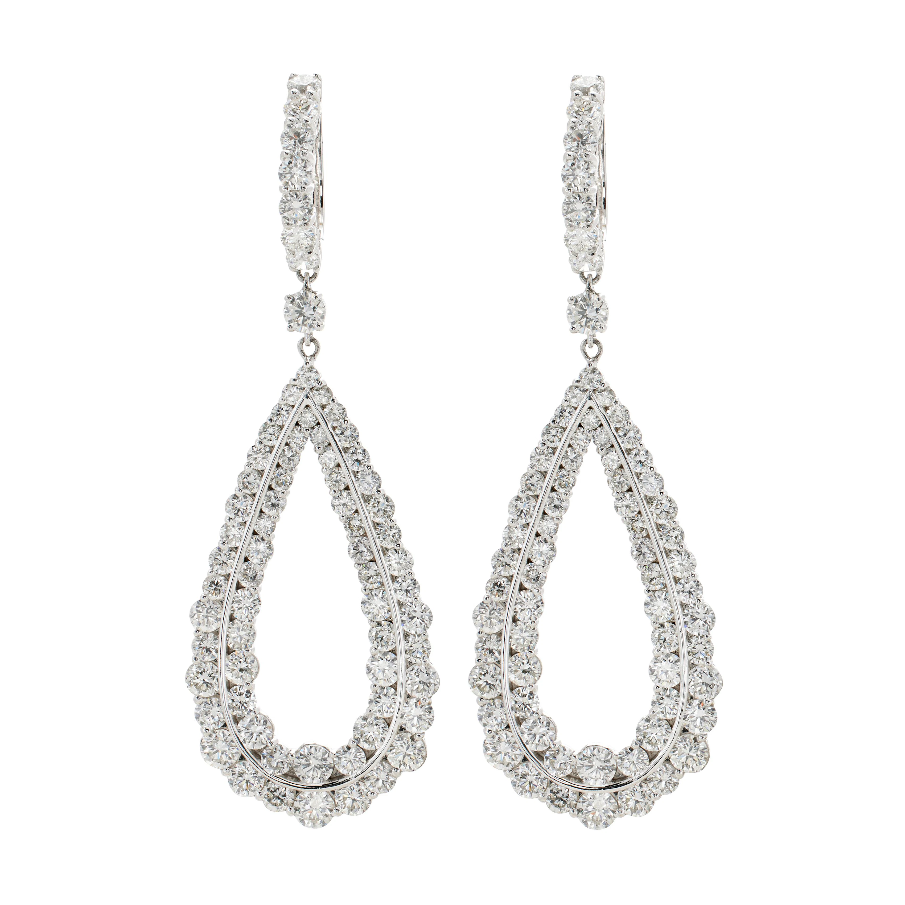 White Gold and 8.40ctw Diamond Drop Earrings
