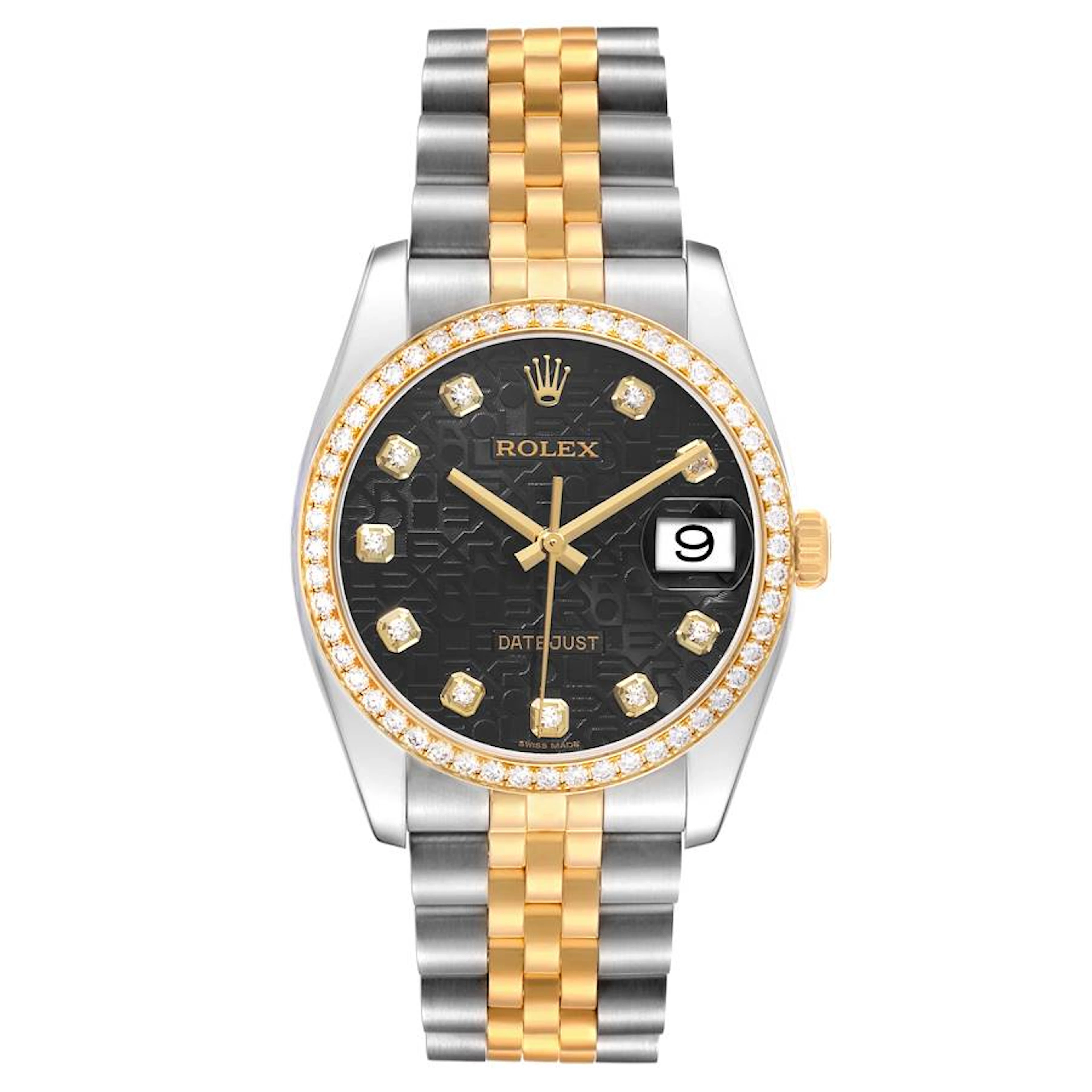 Datejust (Reference 116243). A 36mm yellow gold stainless steel diamond-set