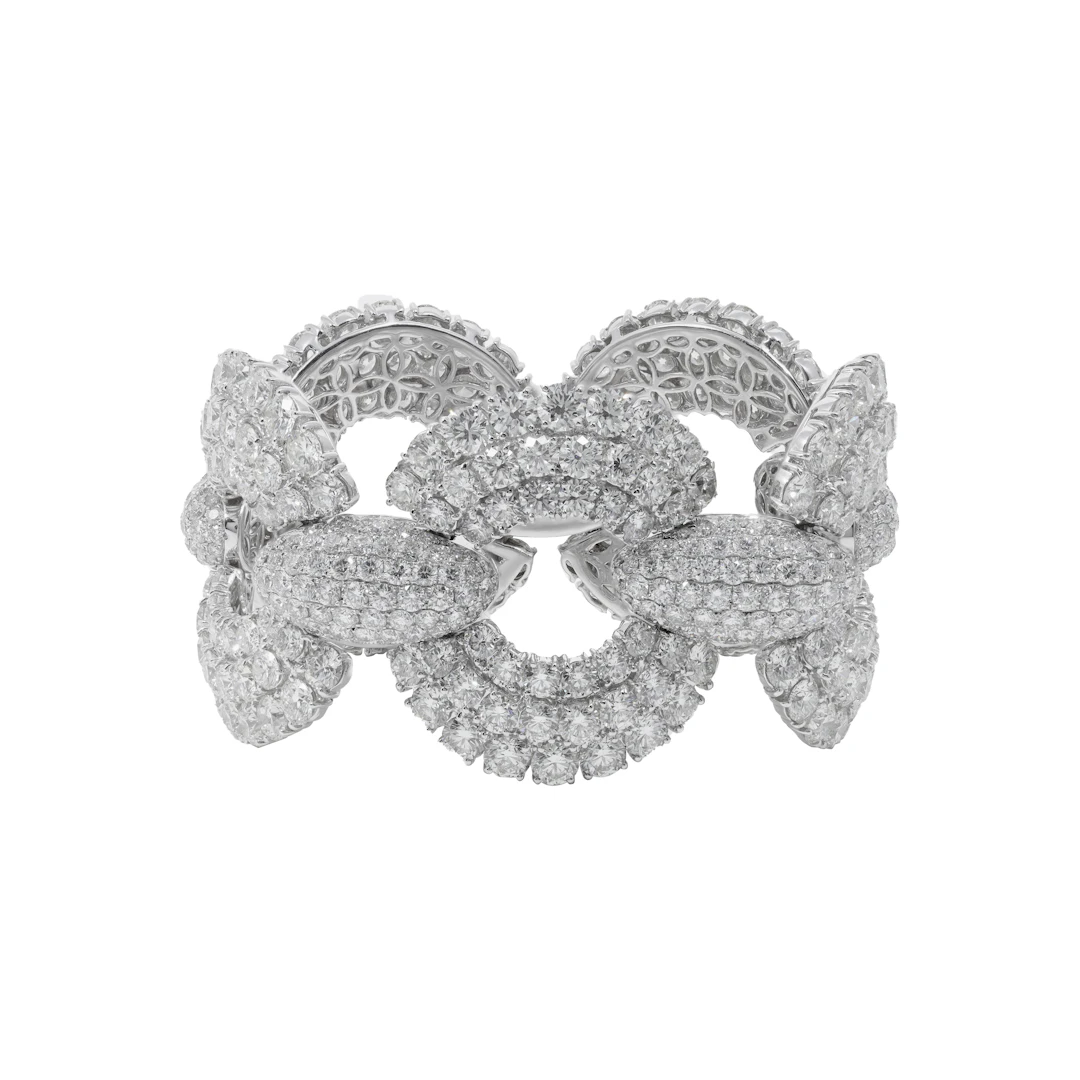 White Gold and 80.00ctw Round Brilliant Cut Diamond Link Bracelet
