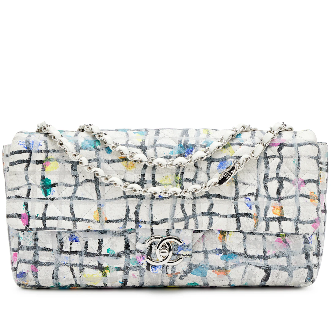 Chanel Rainbow Hand Painted Quilted Calfskin Graffiti Medium Single