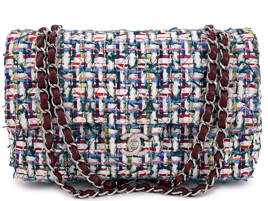 Multicolor Tweed Medium Classic Double Flap Bag Silver Hardware, 2016