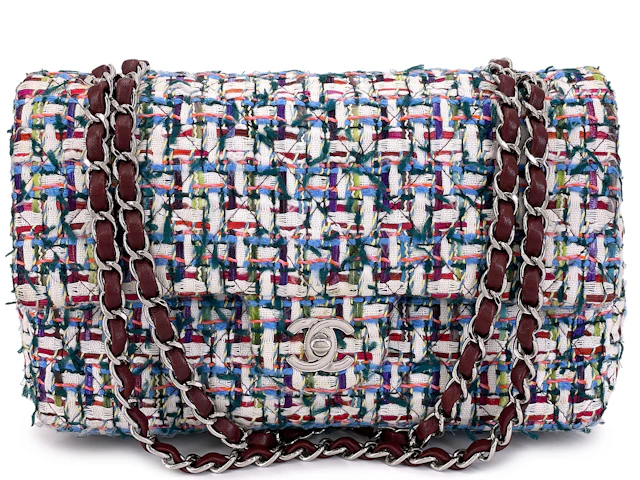 Multicolor Tweed Medium Classic Double Flap Bag Silver Hardware, 2016