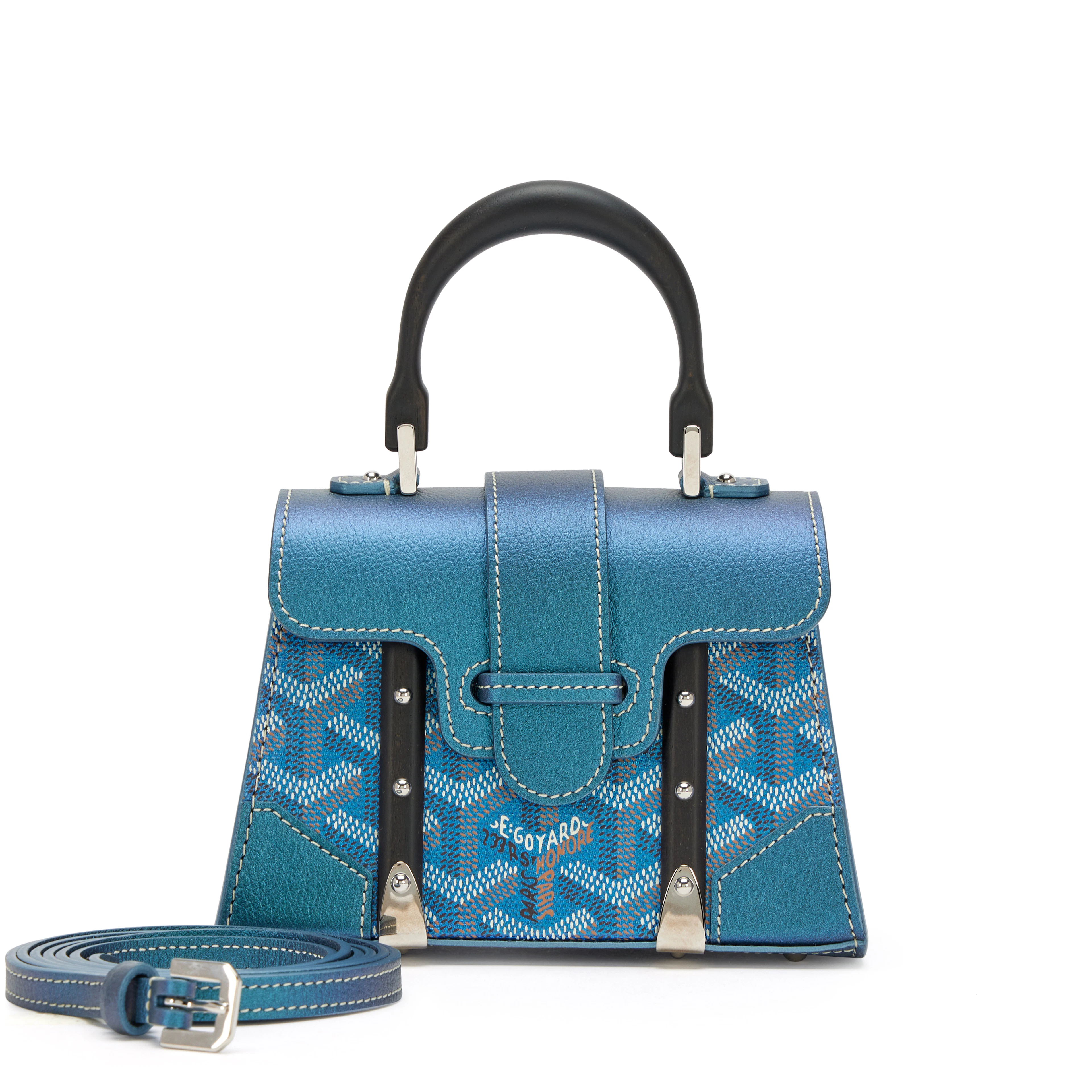 Pearly Blue Goyardine Canvas and Chevroches Calfskin Saïgon Structuré