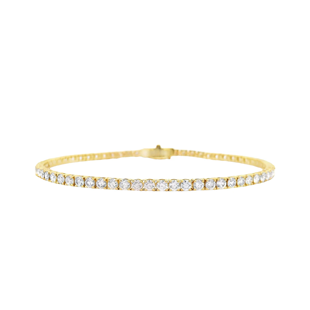 Gold and 4.05ctw Round Brilliant Cut Diamond Tennis Bracelet