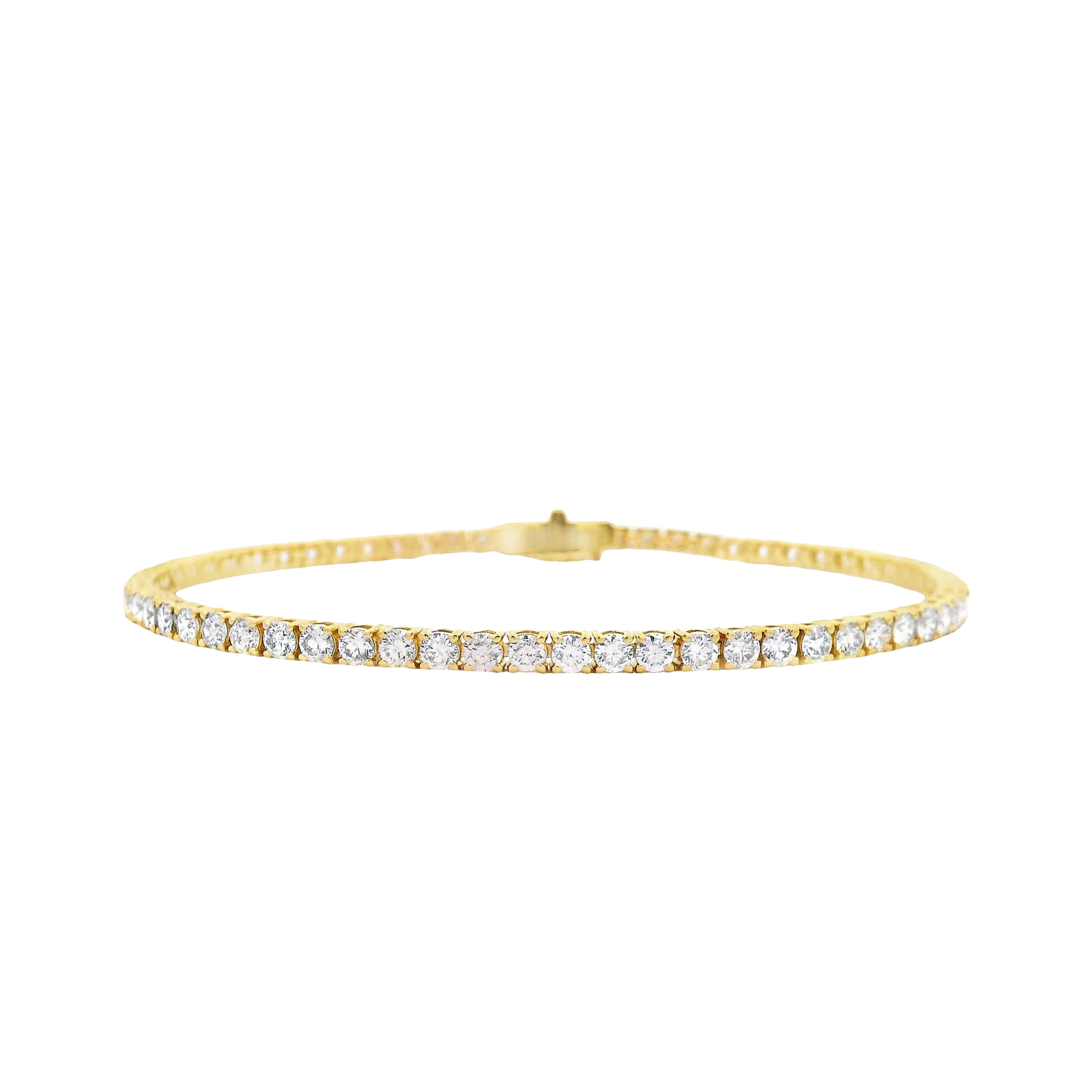 Gold and 4.05ctw Round Brilliant Cut Diamond Tennis Bracelet