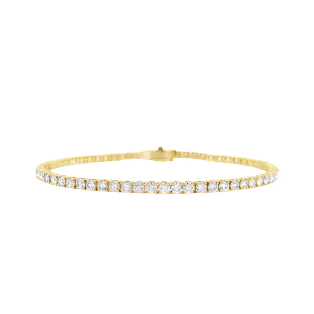 Gold and 4.05ctw Round Brilliant Cut Diamond Tennis Bracelet