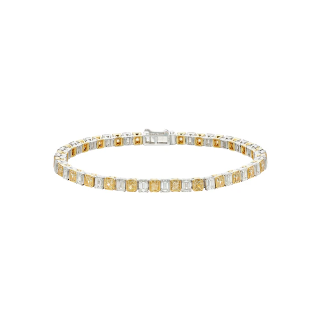 Gold, White Gold, 5.10ctw Yellow Diamond and 5.45ctw Diamond Tennis Bracelet