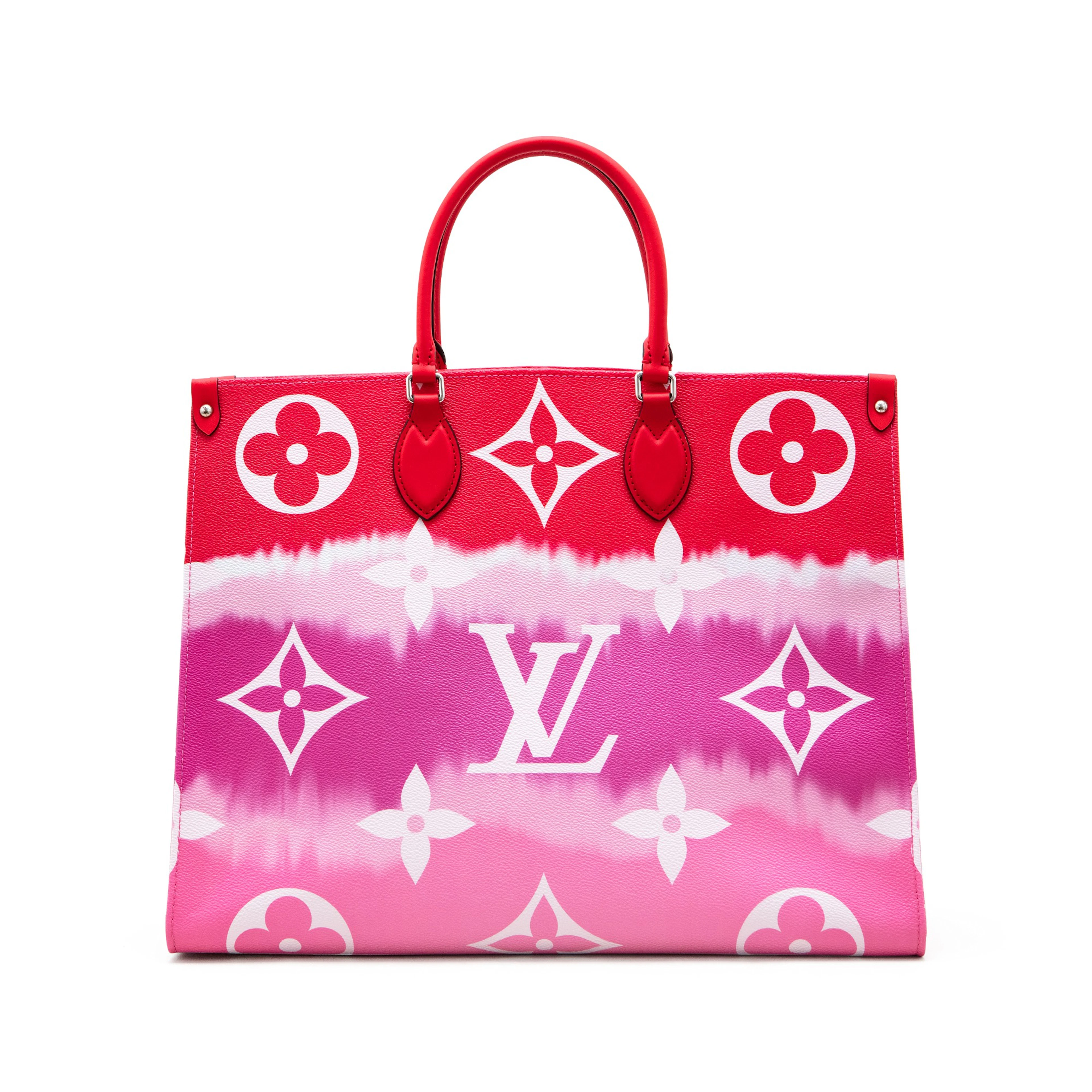 Red Tie-Dye Giant Monogram Escale Coated Canvas OnTheGo GM Silver