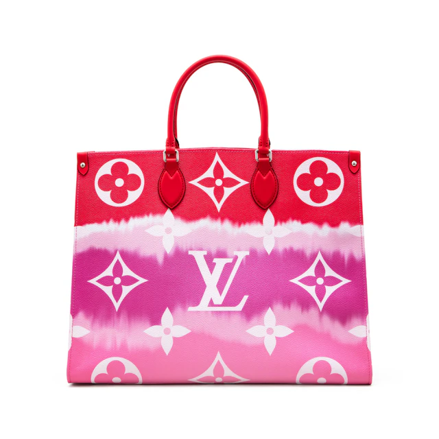 Red Tie-Dye Giant Monogram Escale Coated Canvas OnTheGo GM Silver