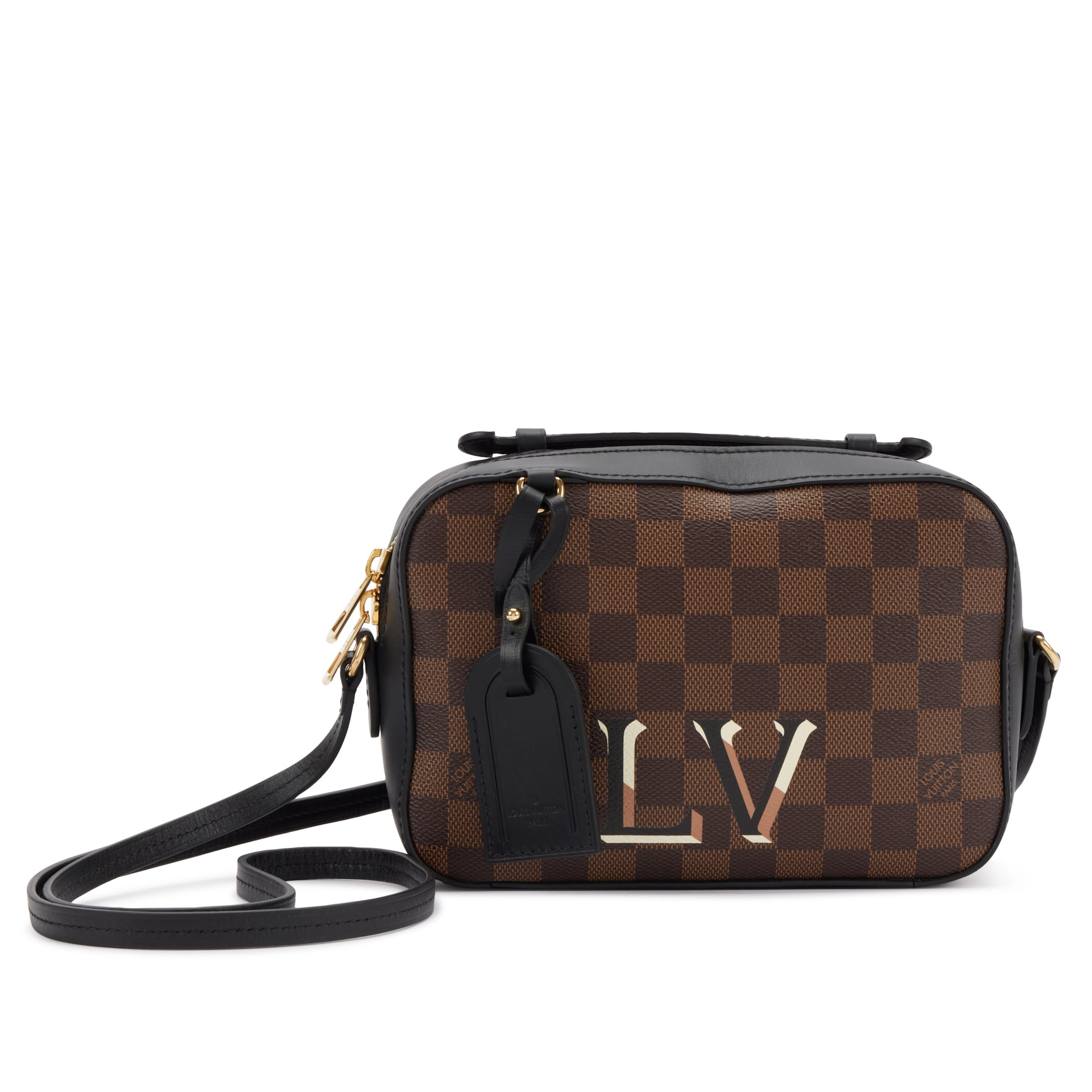 Brown Damier Ebene Coated Canvas Santa Monica Camera Bag Gold Hardware, 2019