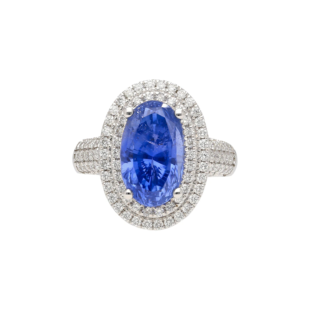 White Gold, 6.34ct Ceylon Sapphire and Diamond Ring