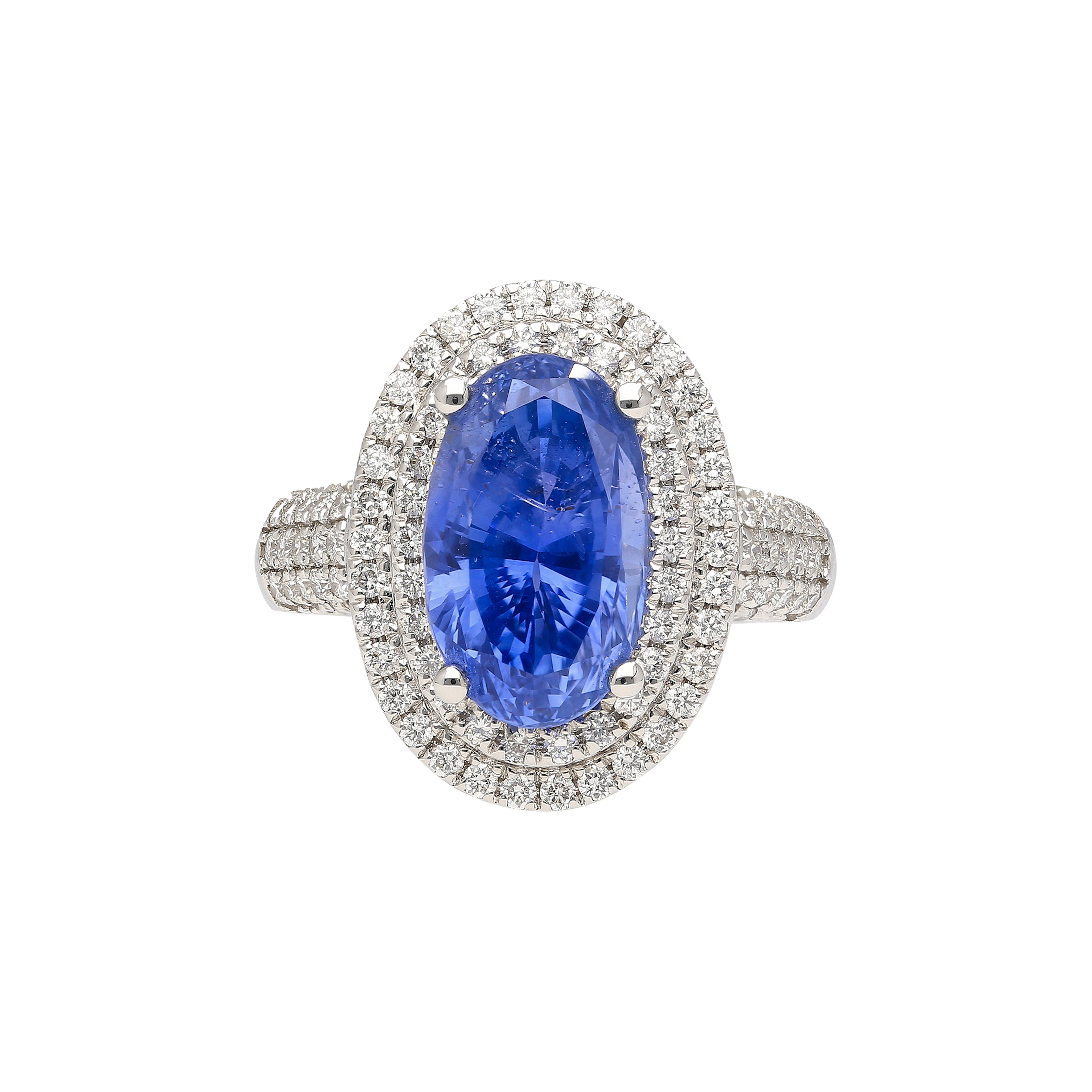 White Gold, 6.34ct Ceylon Sapphire and Diamond Ring