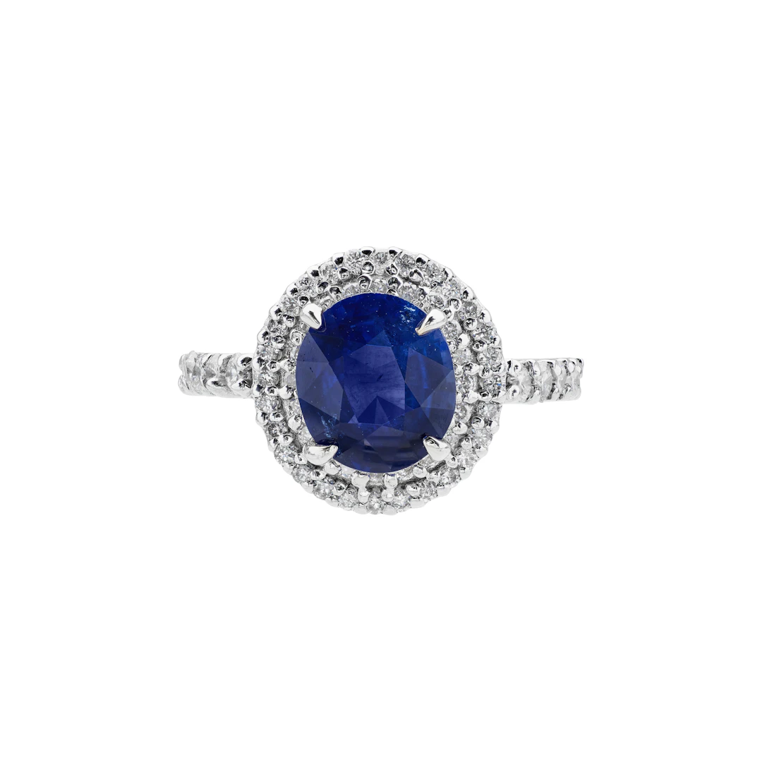 White Gold, 2.10ct Ceylon Sapphire and Diamond Ring