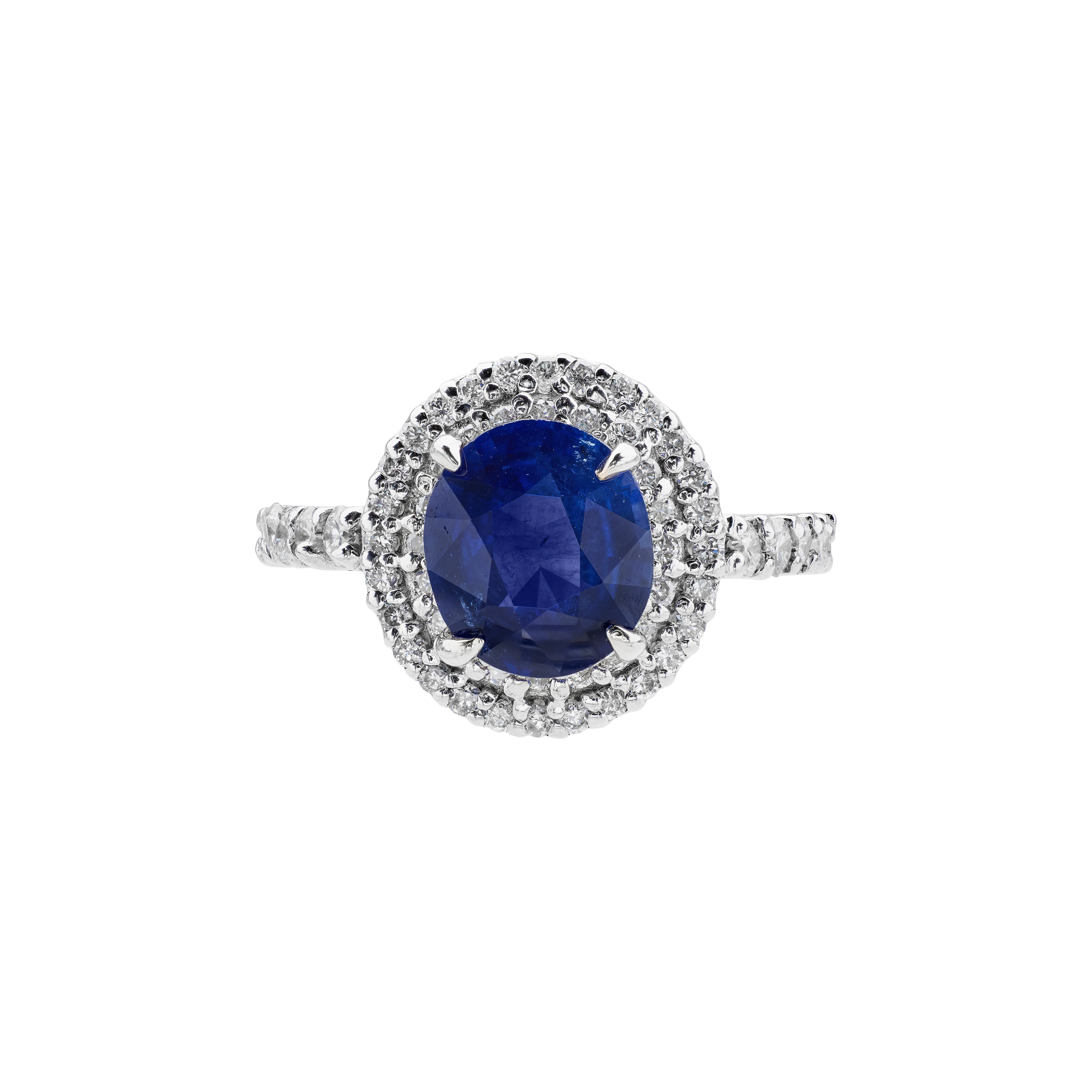 White Gold, 2.10ct Ceylon Sapphire and Diamond Ring