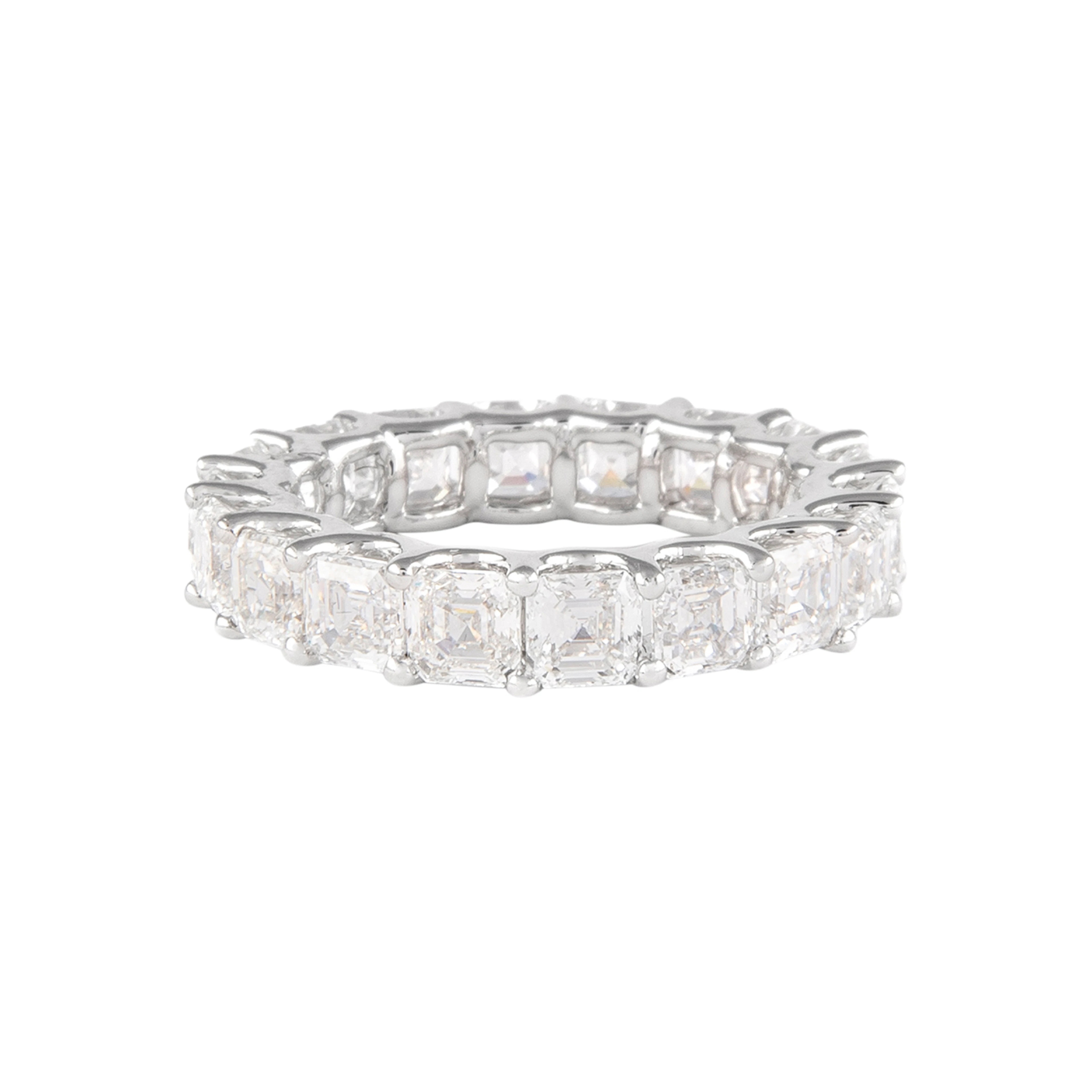 White Gold and 5.50ctw Asscher Cut Diamond Eternity Band Ring