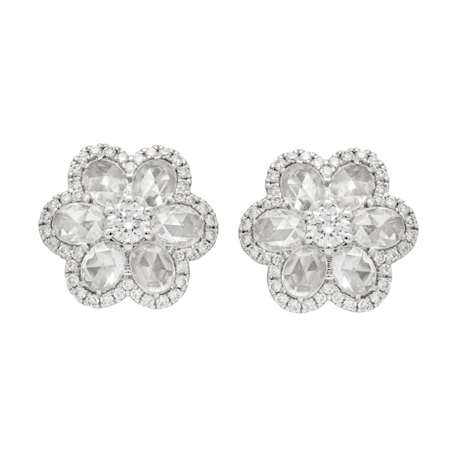 White Gold and Diamond Stud Earrings
