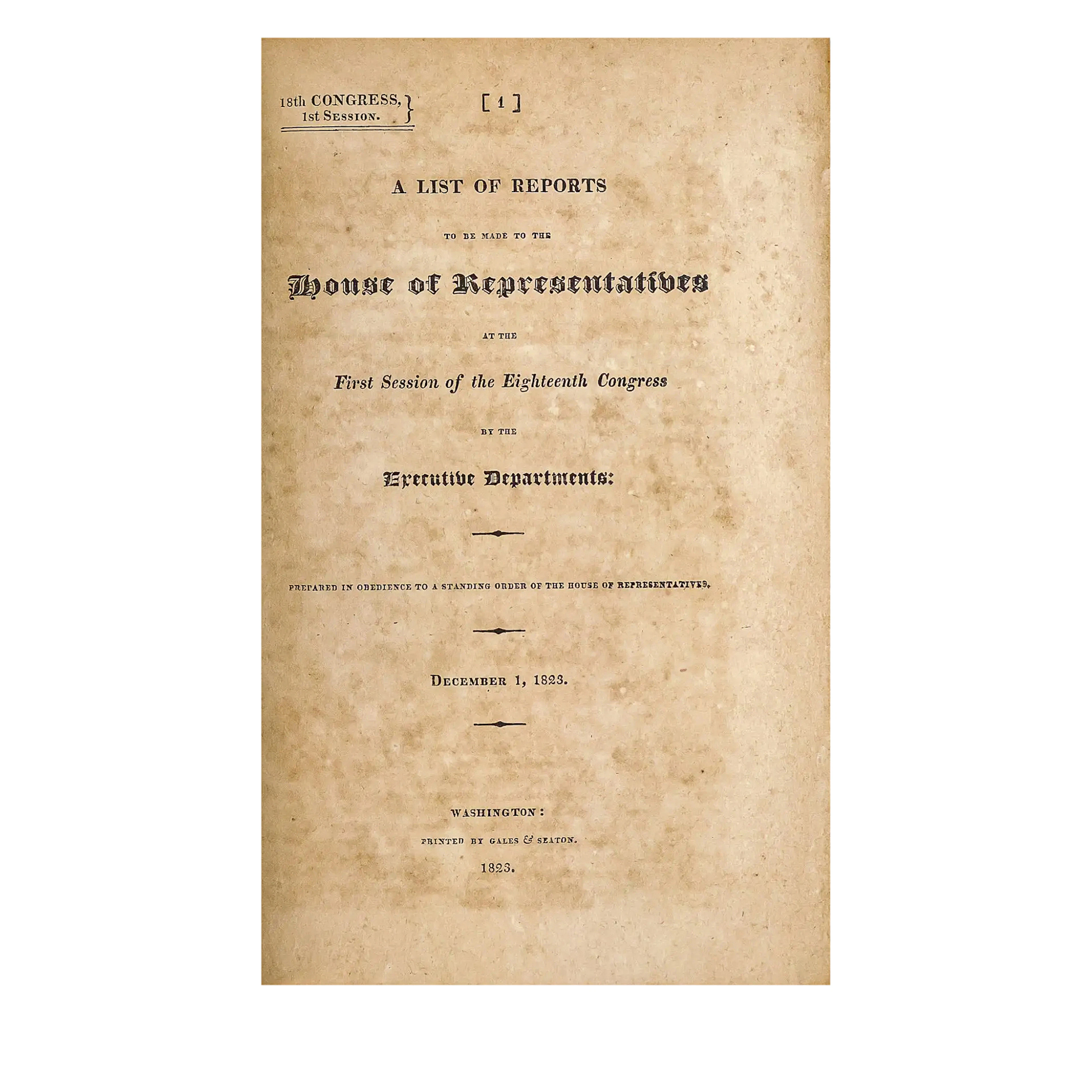 Executive Reports, At The First Session Of The Eighteenth Congress