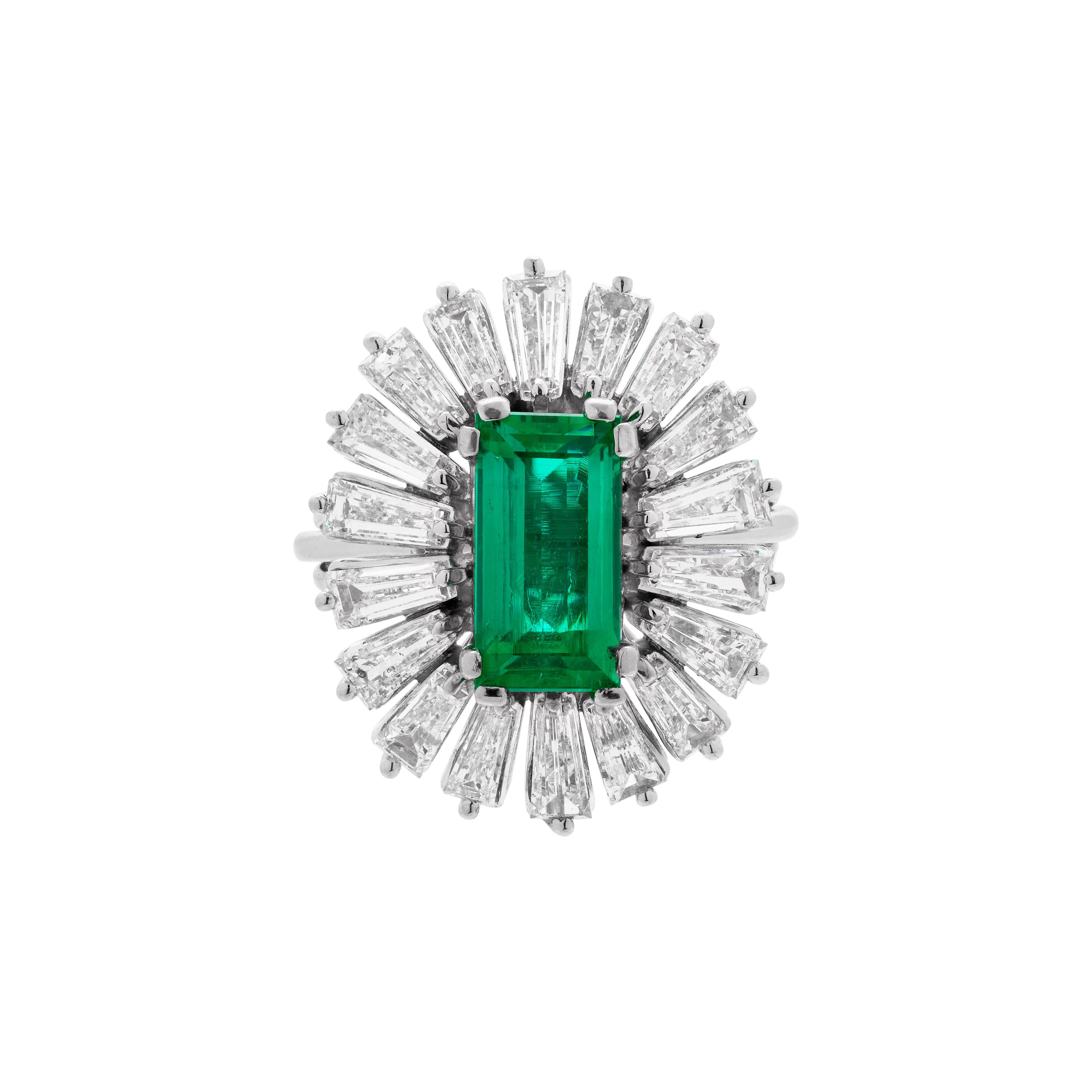 White Gold, 2.40ct Colombian Emerald and Diamond Ring