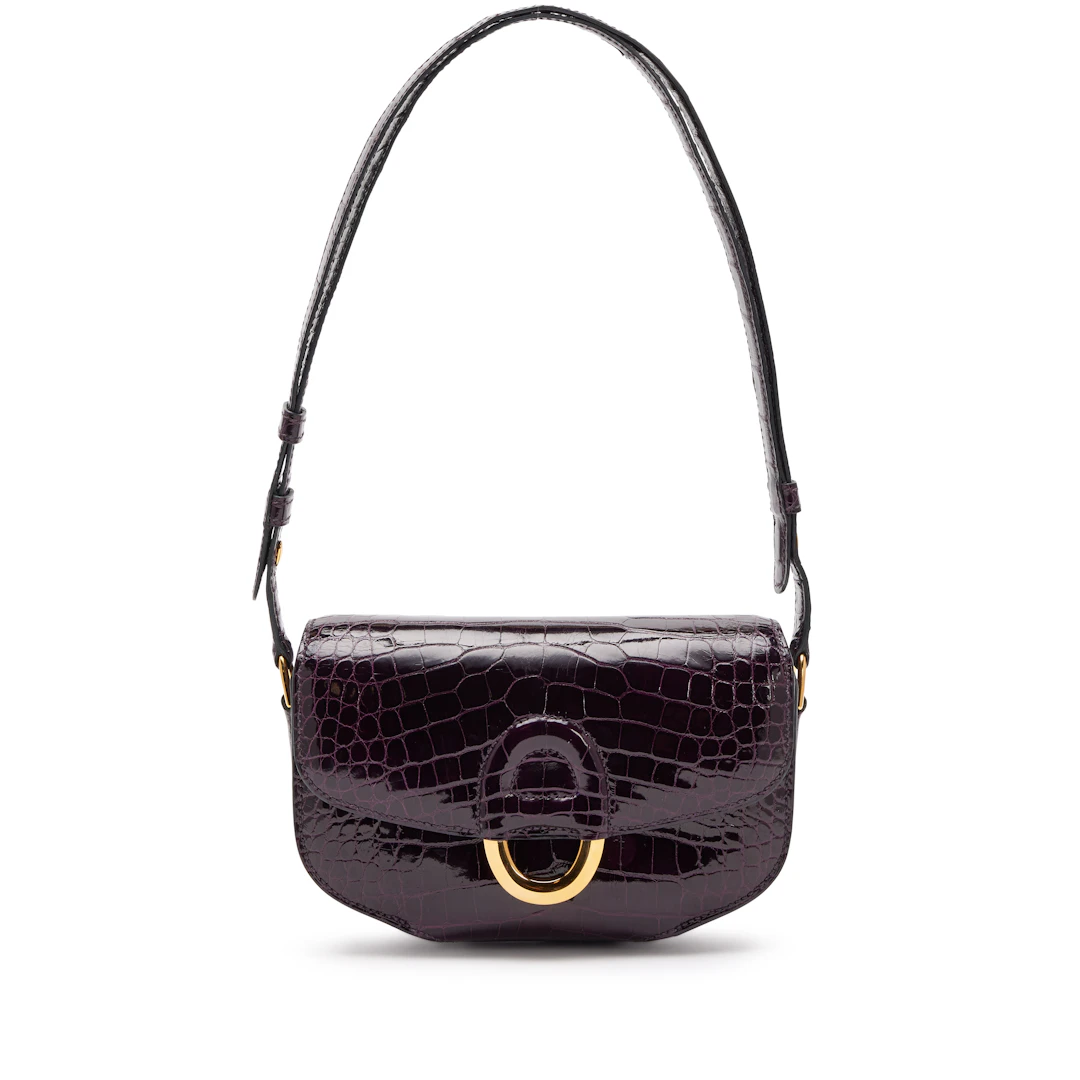Amethyst Shiny Alligator Cherche Midi Mini 18 Gold Hardware, 2016