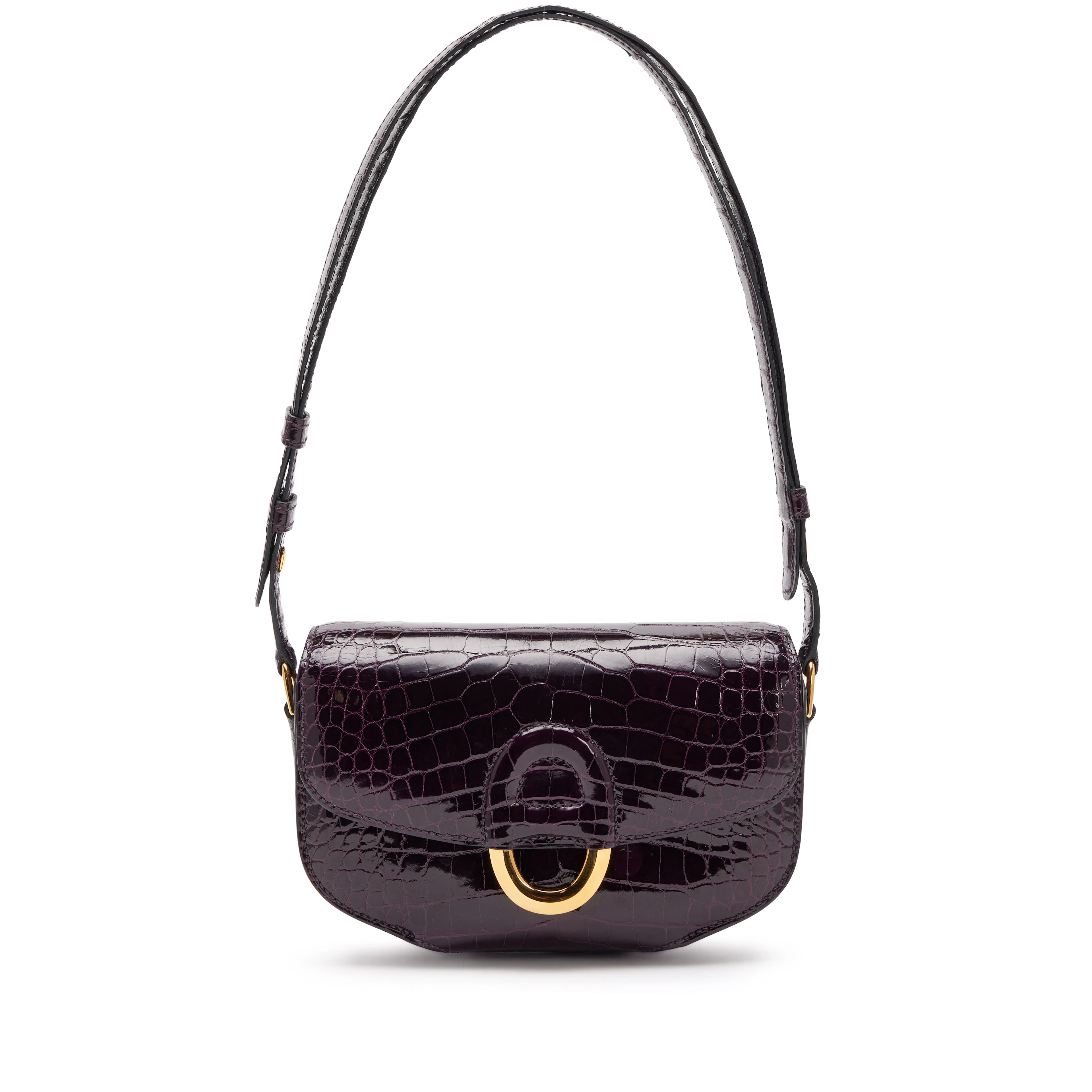 Amethyst Shiny Alligator Cherche Midi Mini 18 Gold Hardware, 2016