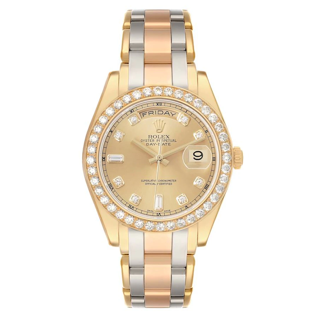 Pearlmaster Day-Date Tridor (Reference 18948). A 39mm yellow, white