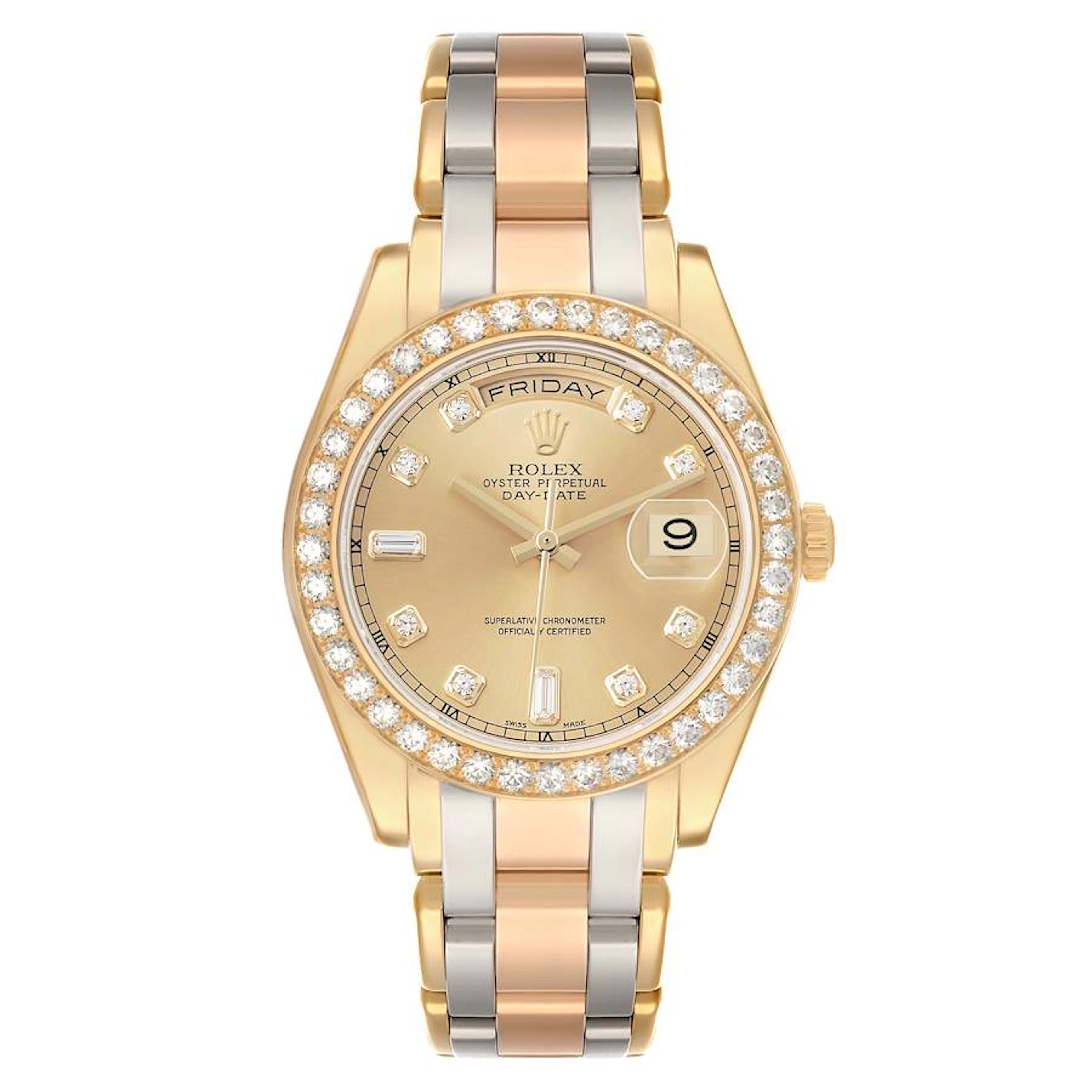 Pearlmaster Day-Date Tridor (Reference 18948). A 39mm yellow, white