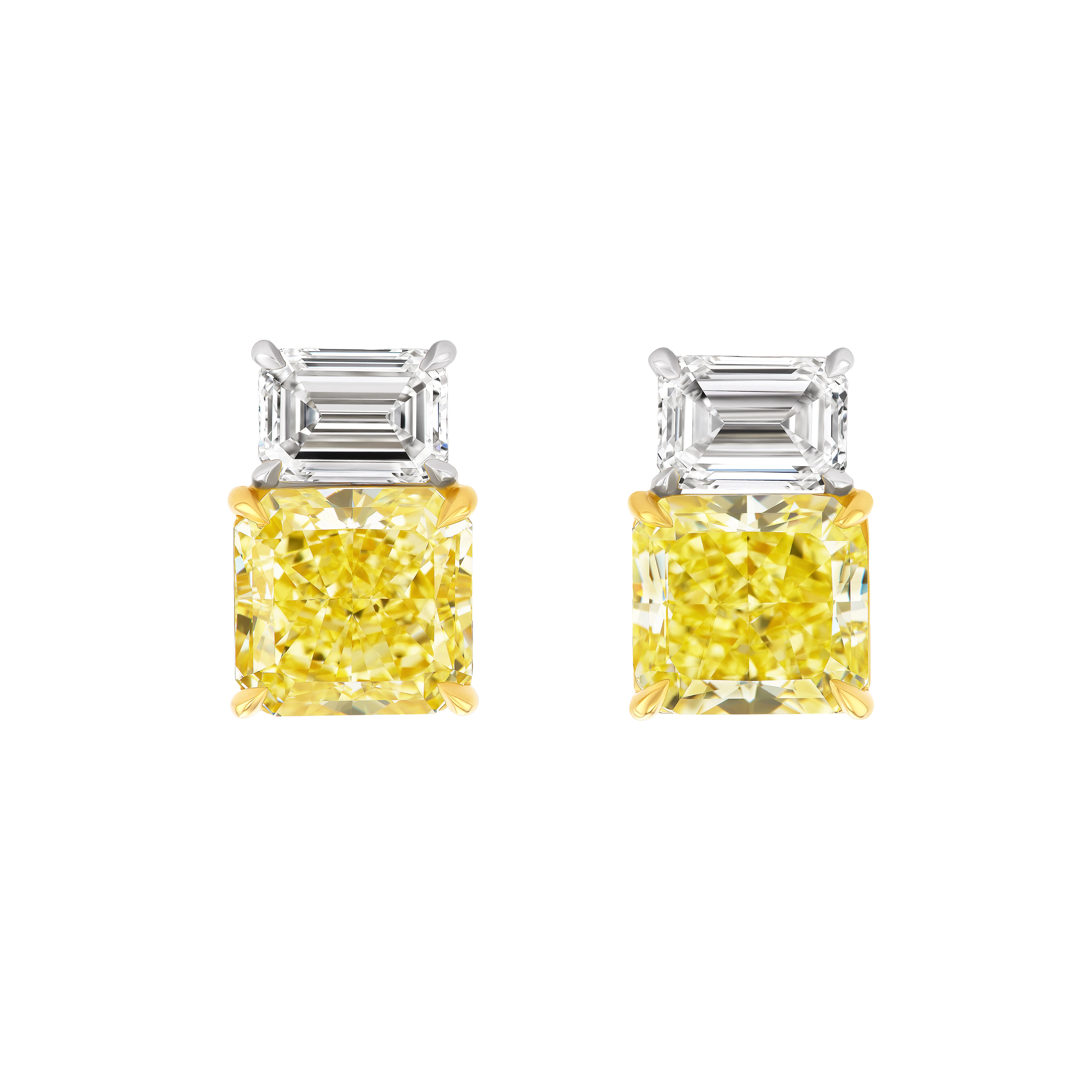Platinum, Gold, 6.59ctw Radiant Cut Fancy Intense Yellow and 2.02ctw