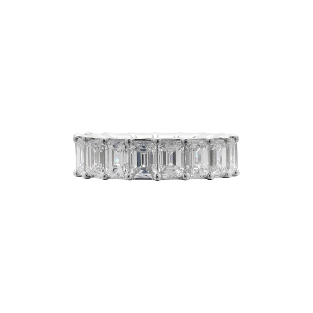 White Gold and 7.25ctw Emerald Cut Diamond Eternity Band Ring