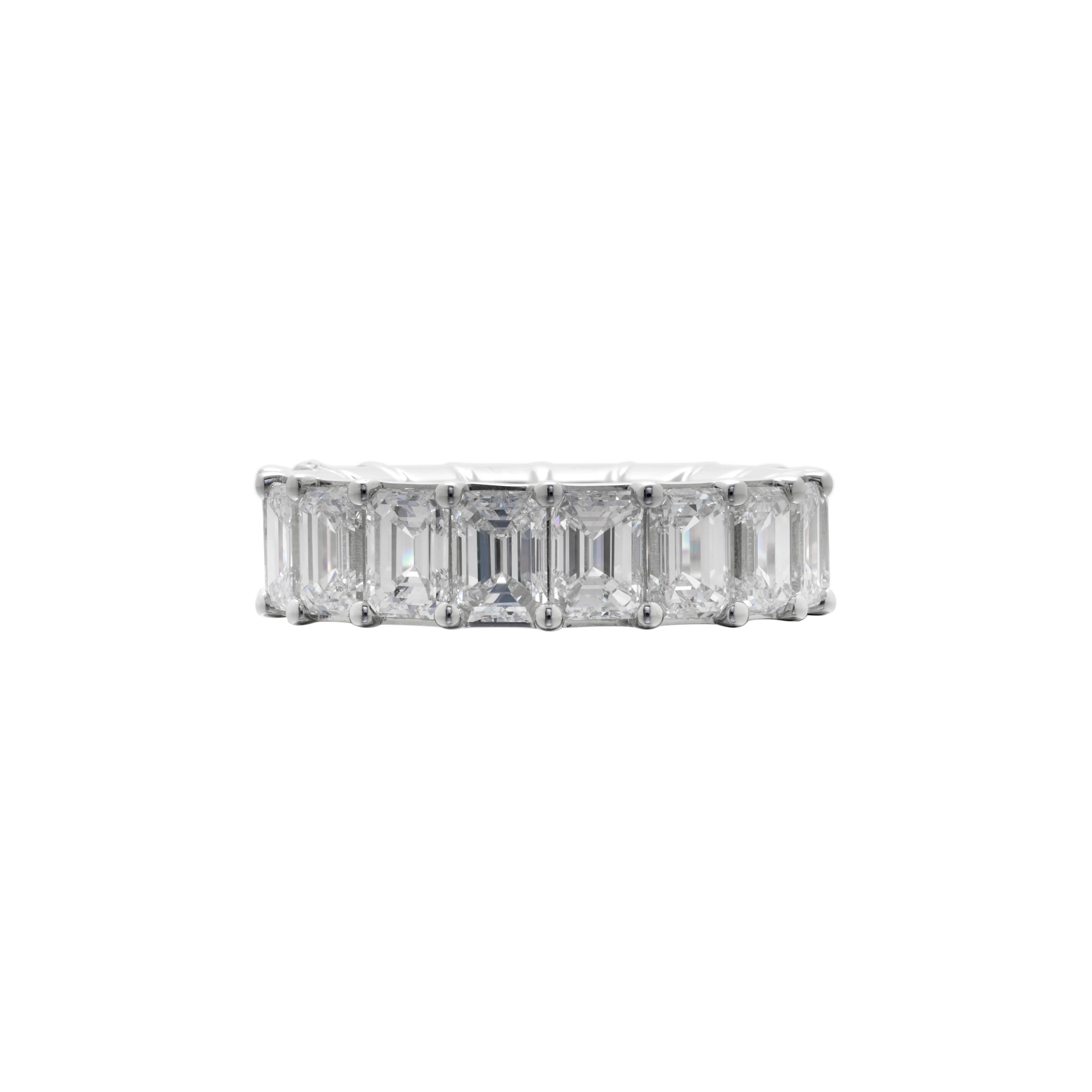 White Gold and 7.25ctw Emerald Cut Diamond Eternity Band Ring