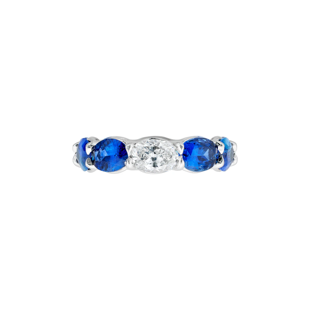 Platinum, 8.10ctw Sapphire and Diamond Eternity Band Ring