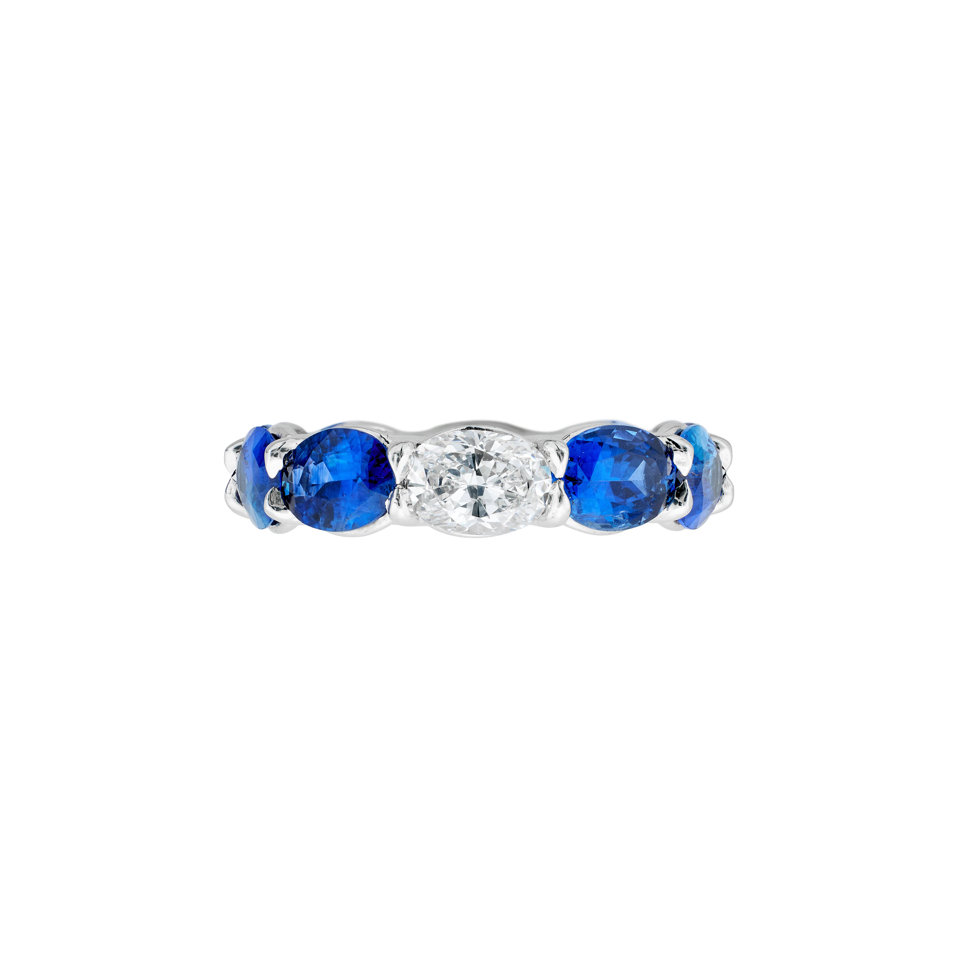 Platinum, 8.10ctw Sapphire and Diamond Eternity Band Ring