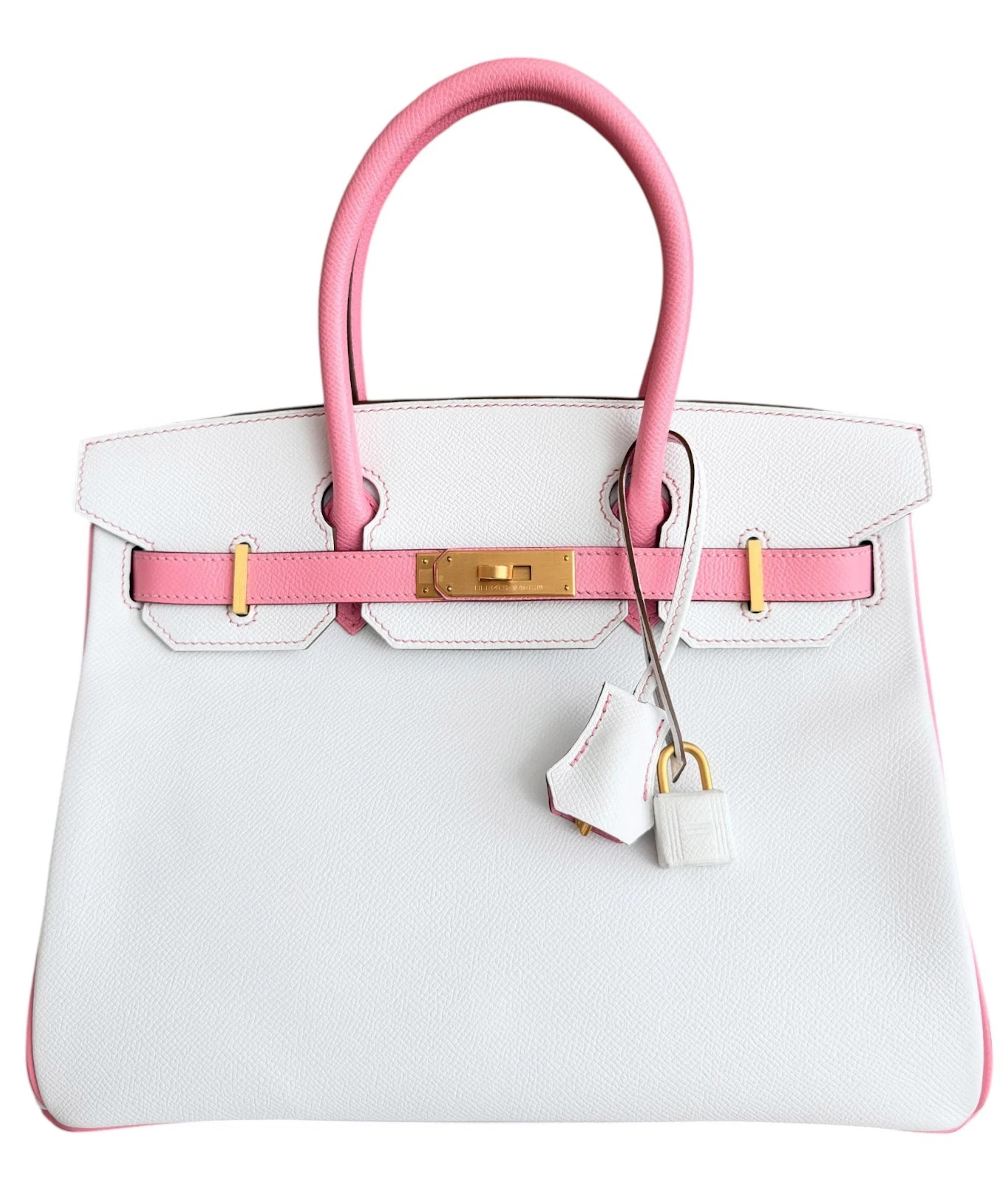 White and Rose Confetti Epsom HSS Birkin 30 Brushed Gold Hardware, 2016
