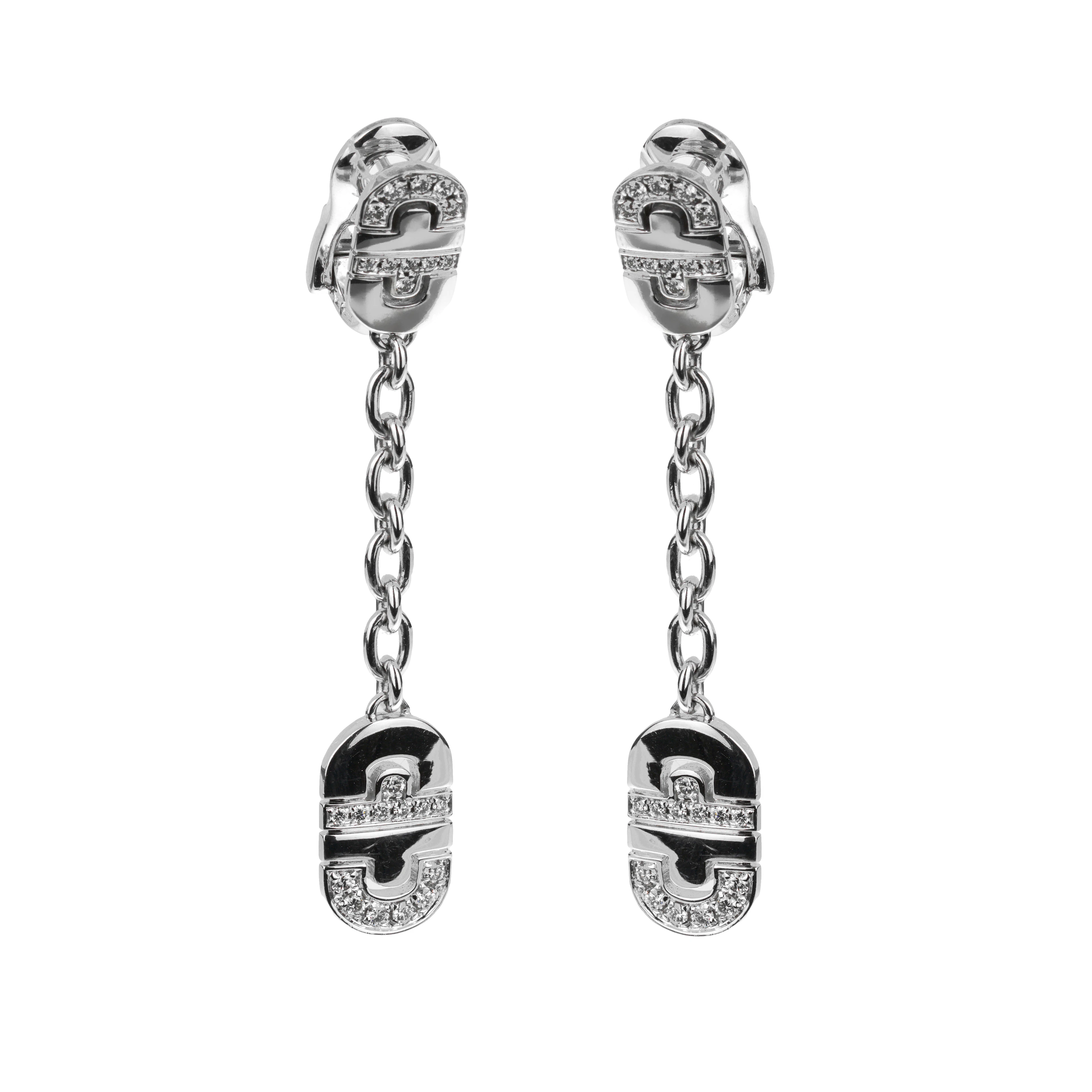 White Gold and Diamond Parentesi Drop Earclips