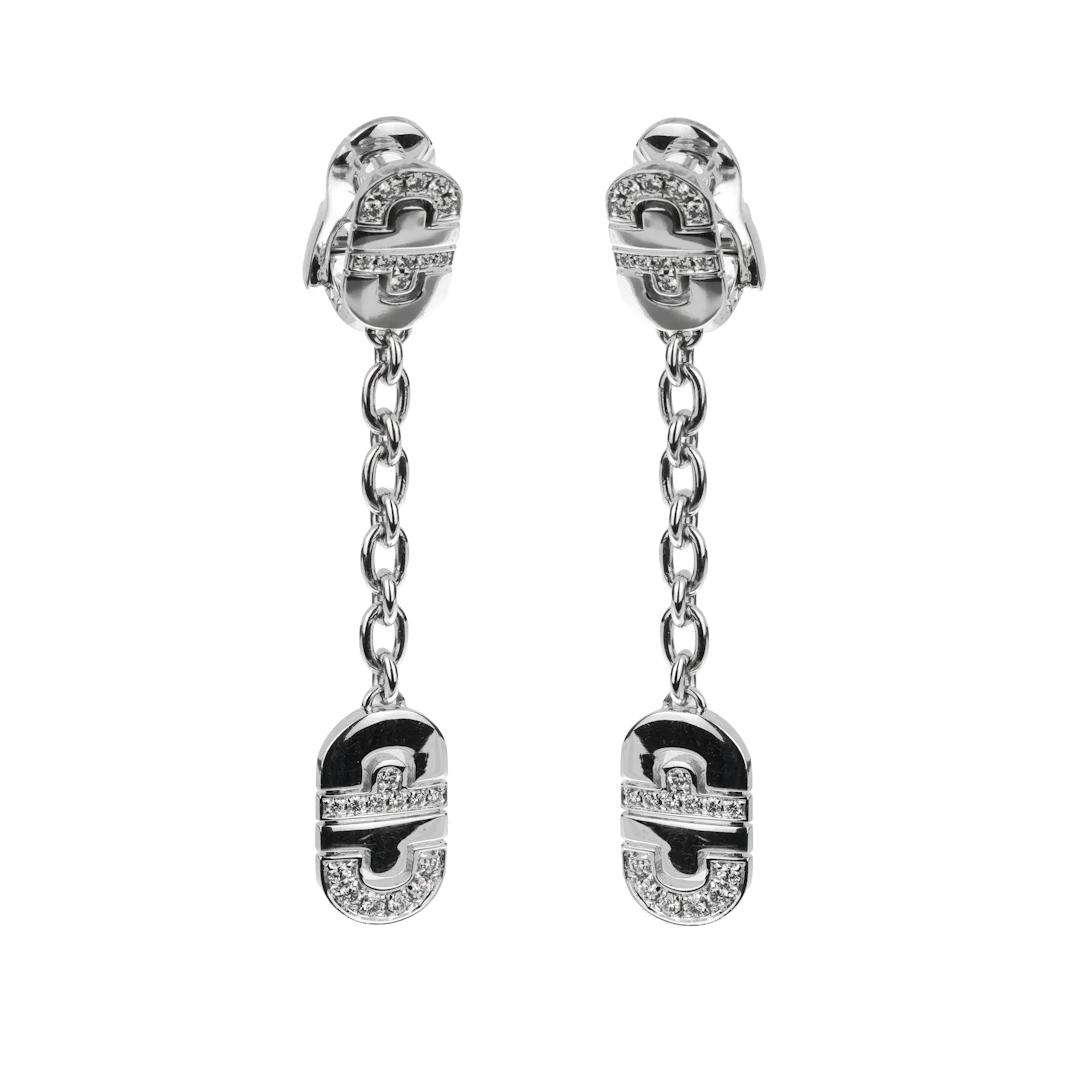 White Gold and Diamond Parentesi Drop Earclips