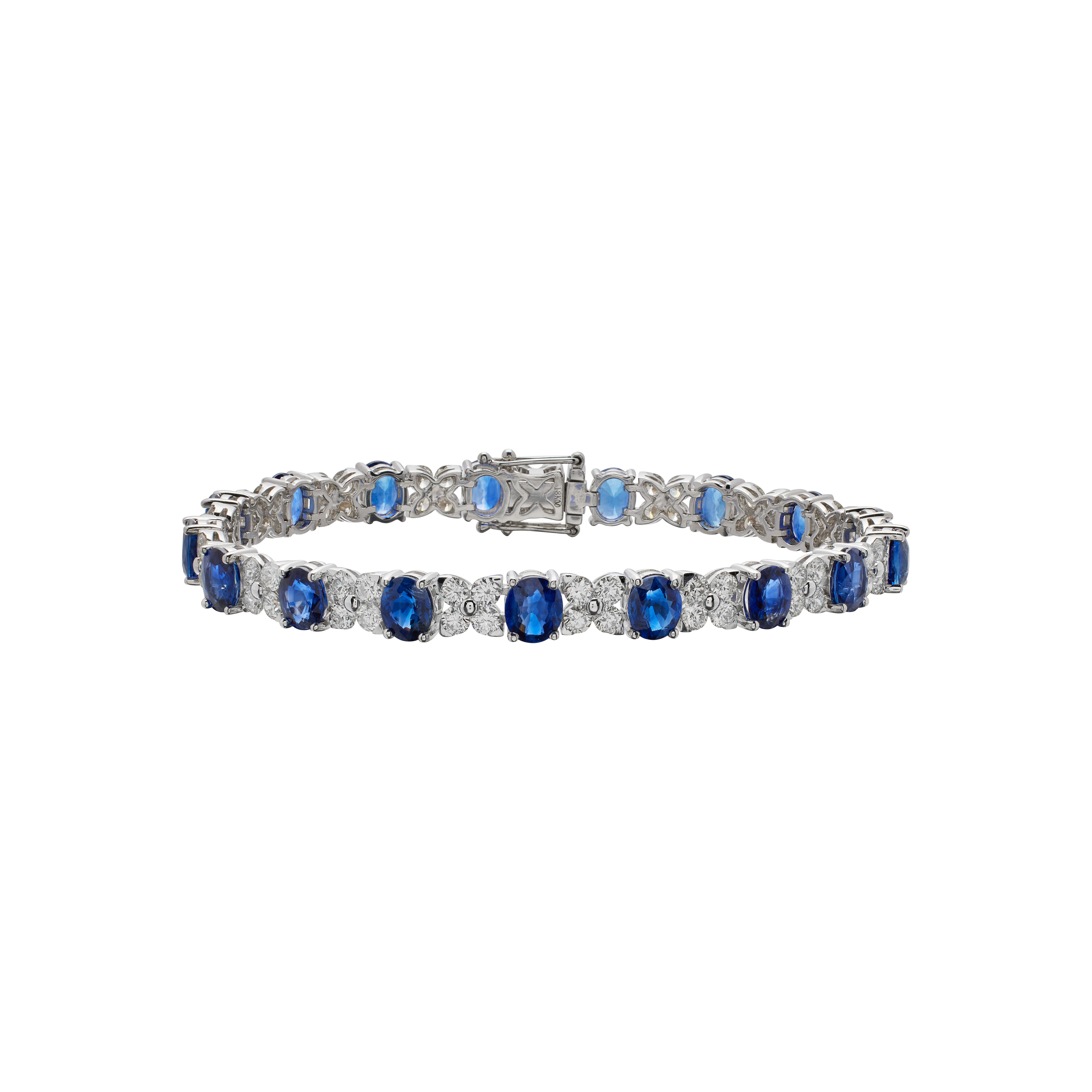 White Gold, 11.50ctw Sapphire and Diamond Tennis Bracelet