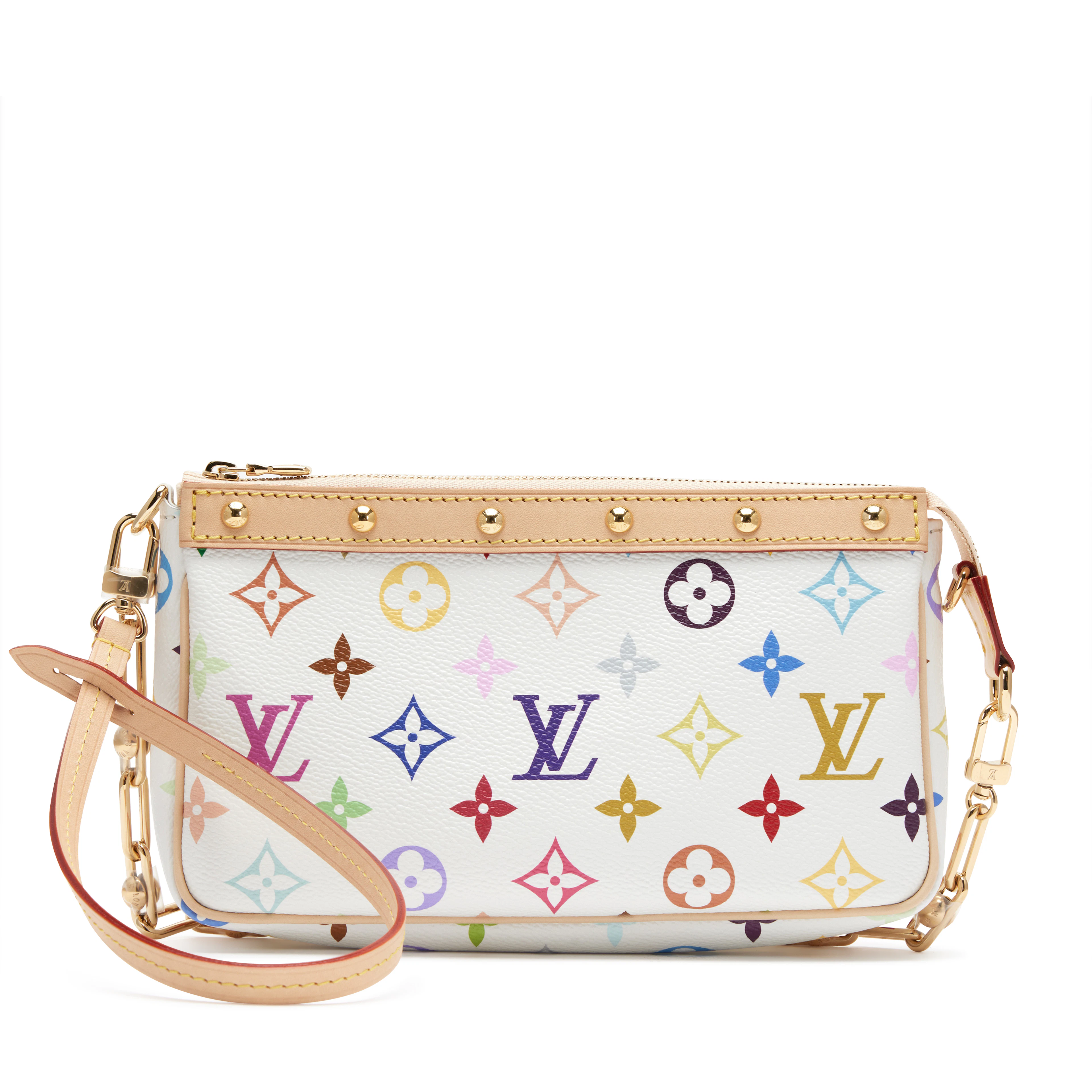 Takashi Murakami White Multicolore Monogram Coated Canvas Pochette