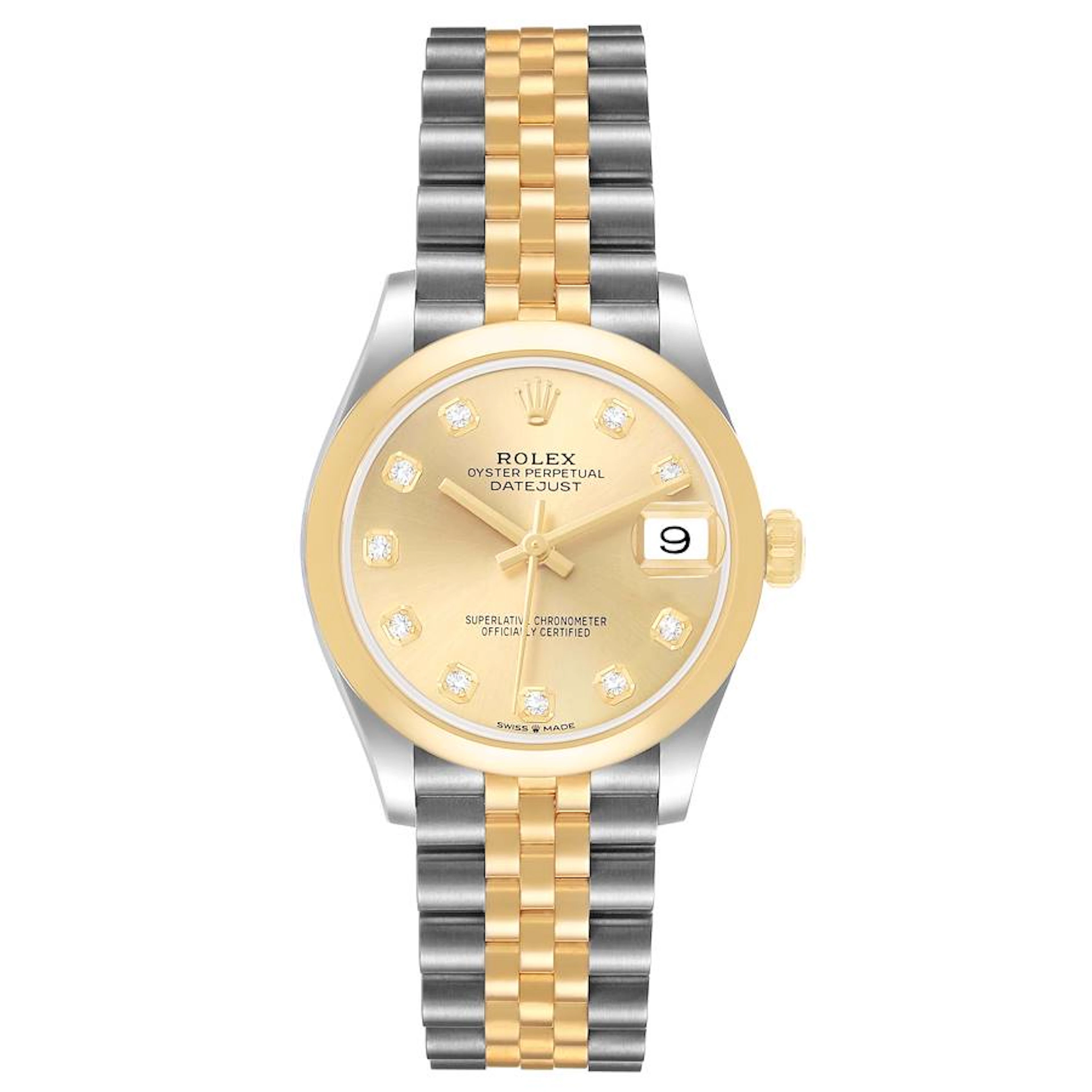 Datejust (Reference 278243). A 31mm yellow gold stainless steel diamond-set