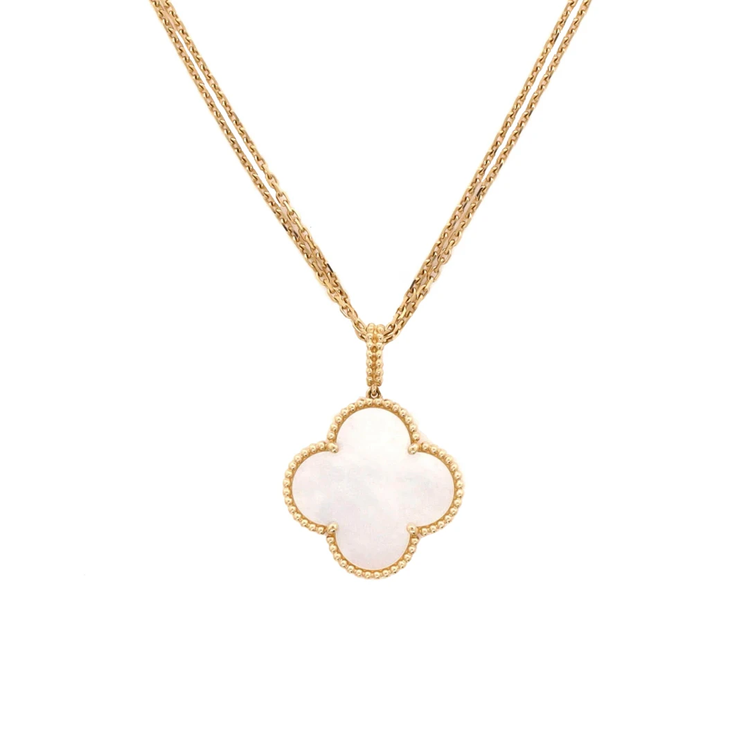 Gold and Mother of Pearl Magic Alhambra Pendant Necklace