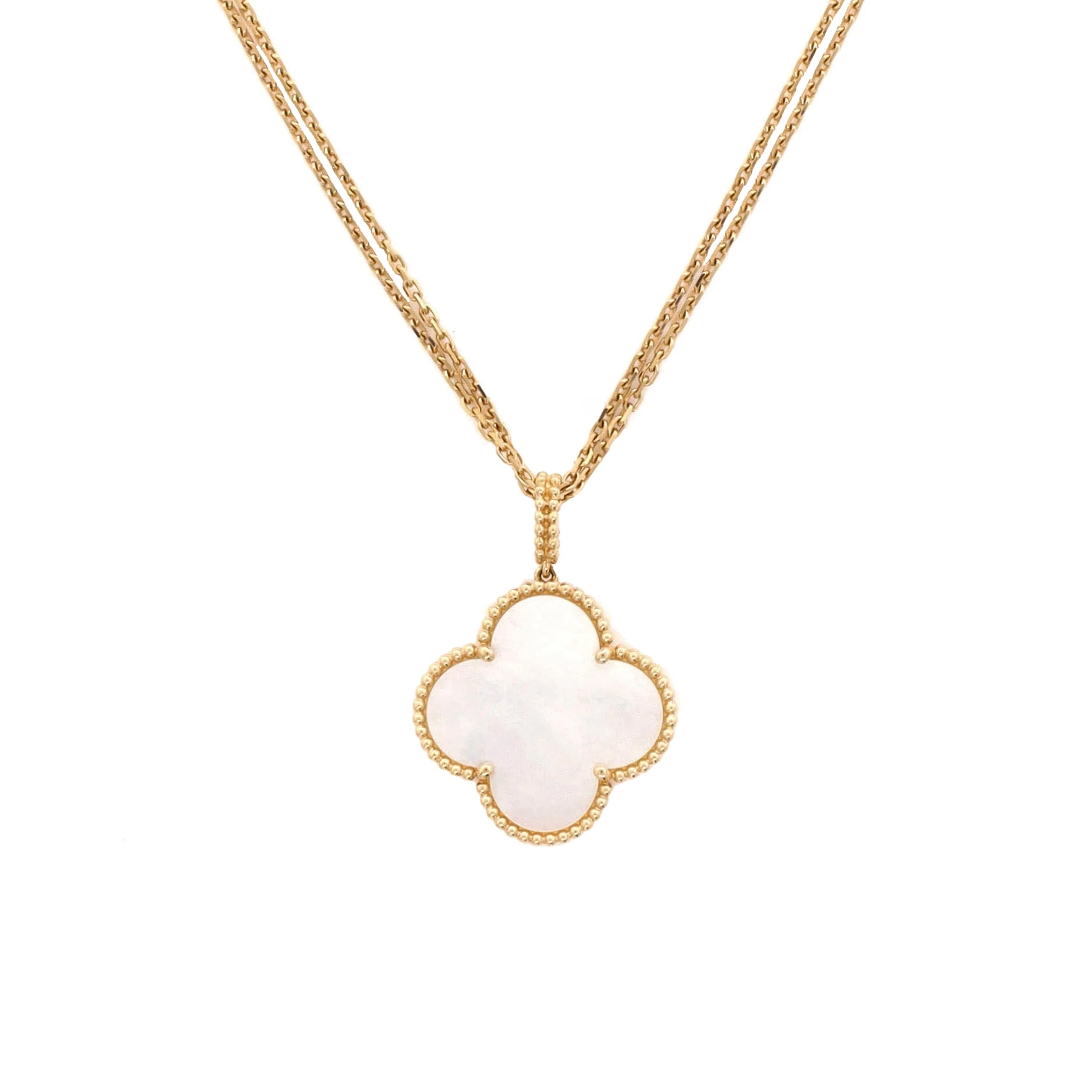 Gold and Mother of Pearl Magic Alhambra Pendant Necklace