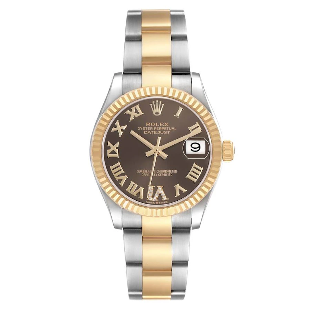 Datejust (Reference 278273). A 31mm yellow gold stainless steel diamond-set