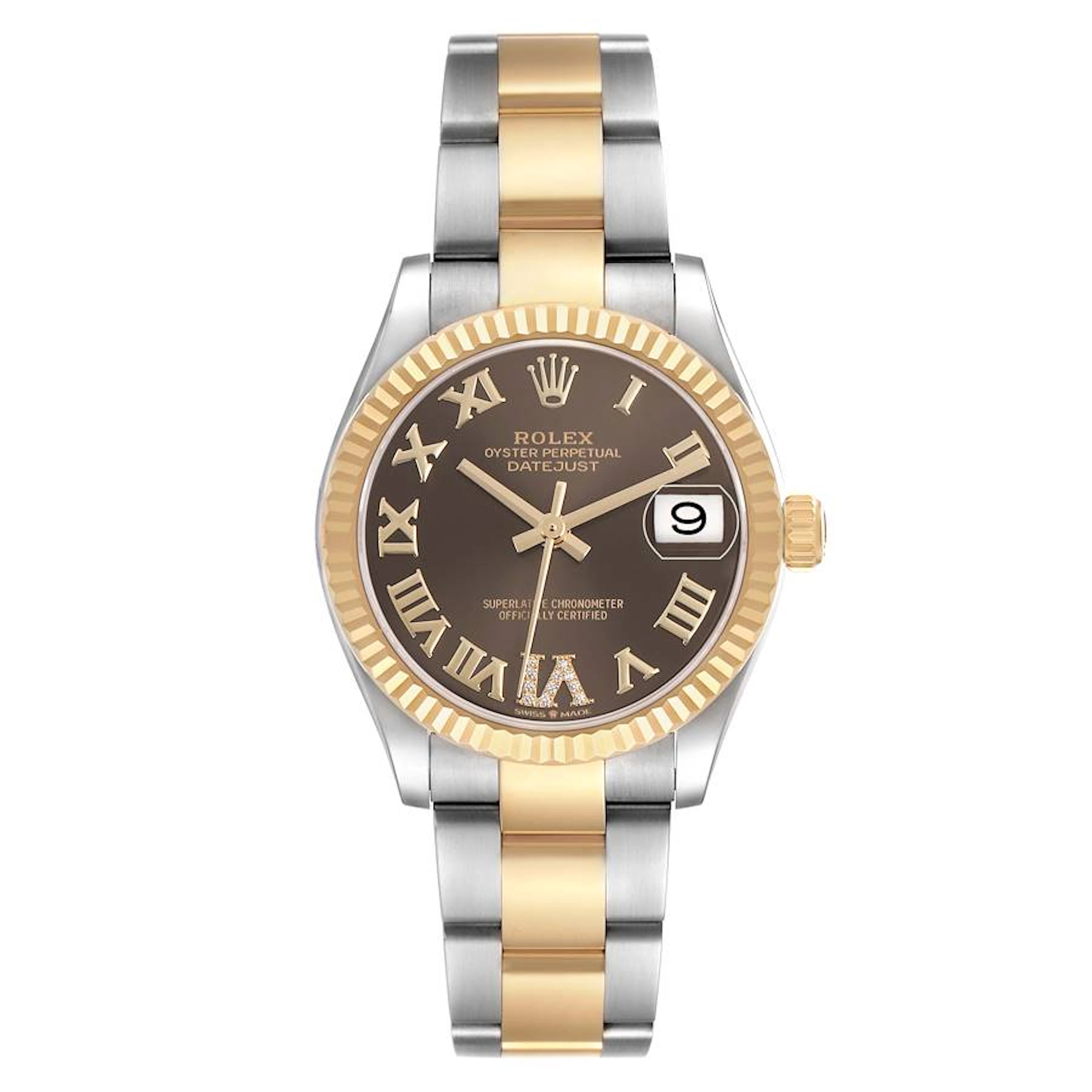 Datejust (Reference 278273). A 31mm yellow gold stainless steel diamond-set