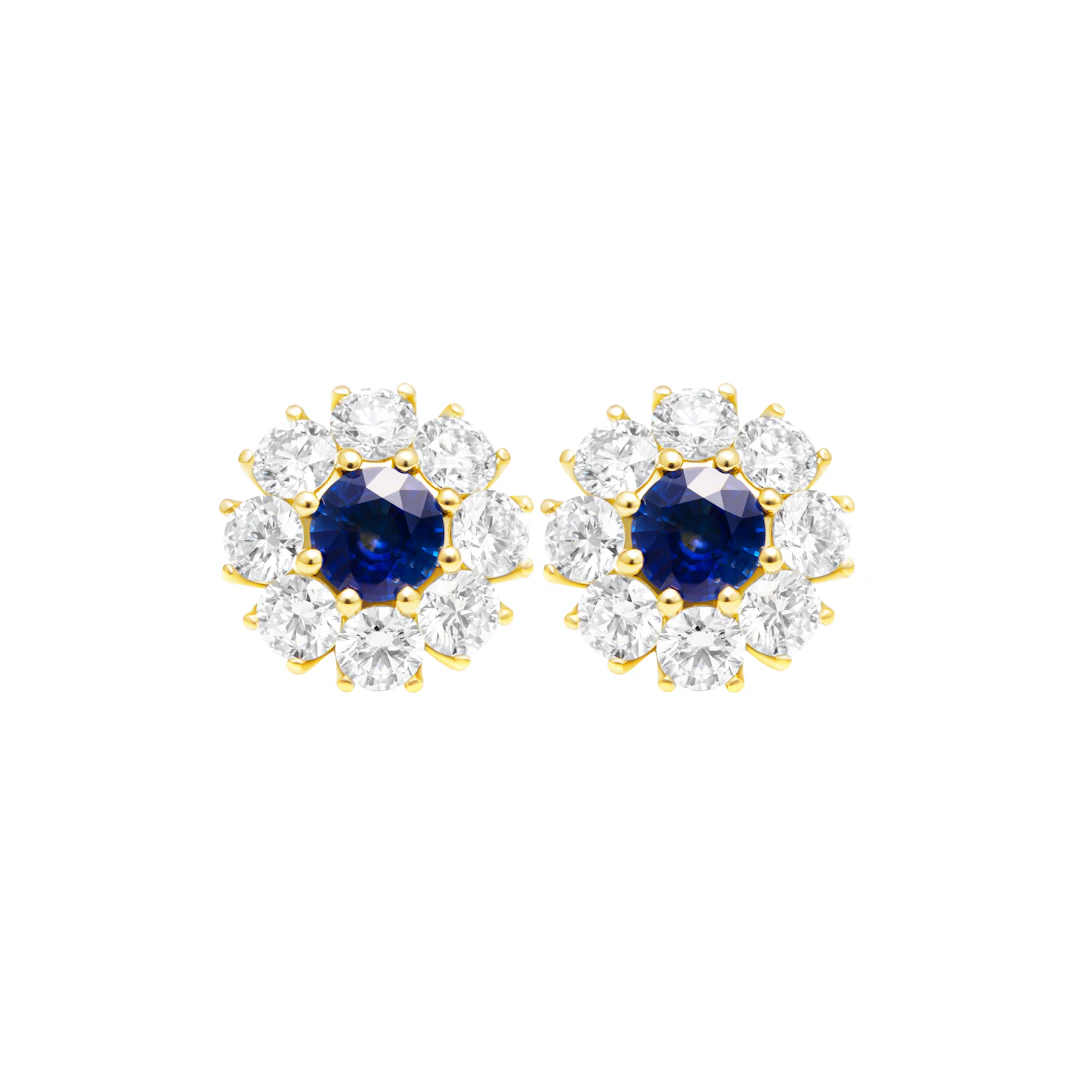 Gold, 1.25ctw Sapphire and Diamond Stud Earrings