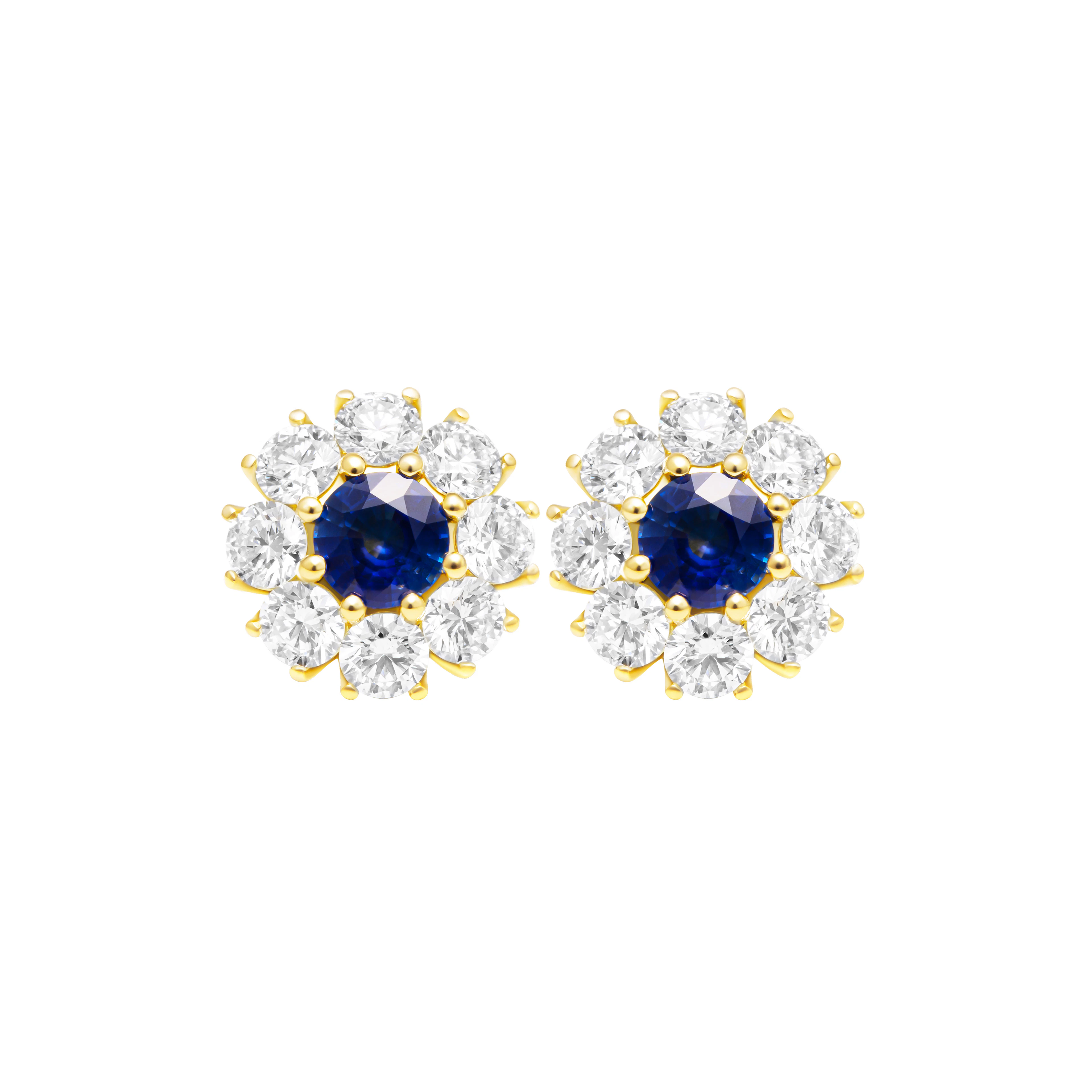 Gold, 1.25ctw Sapphire and Diamond Stud Earrings